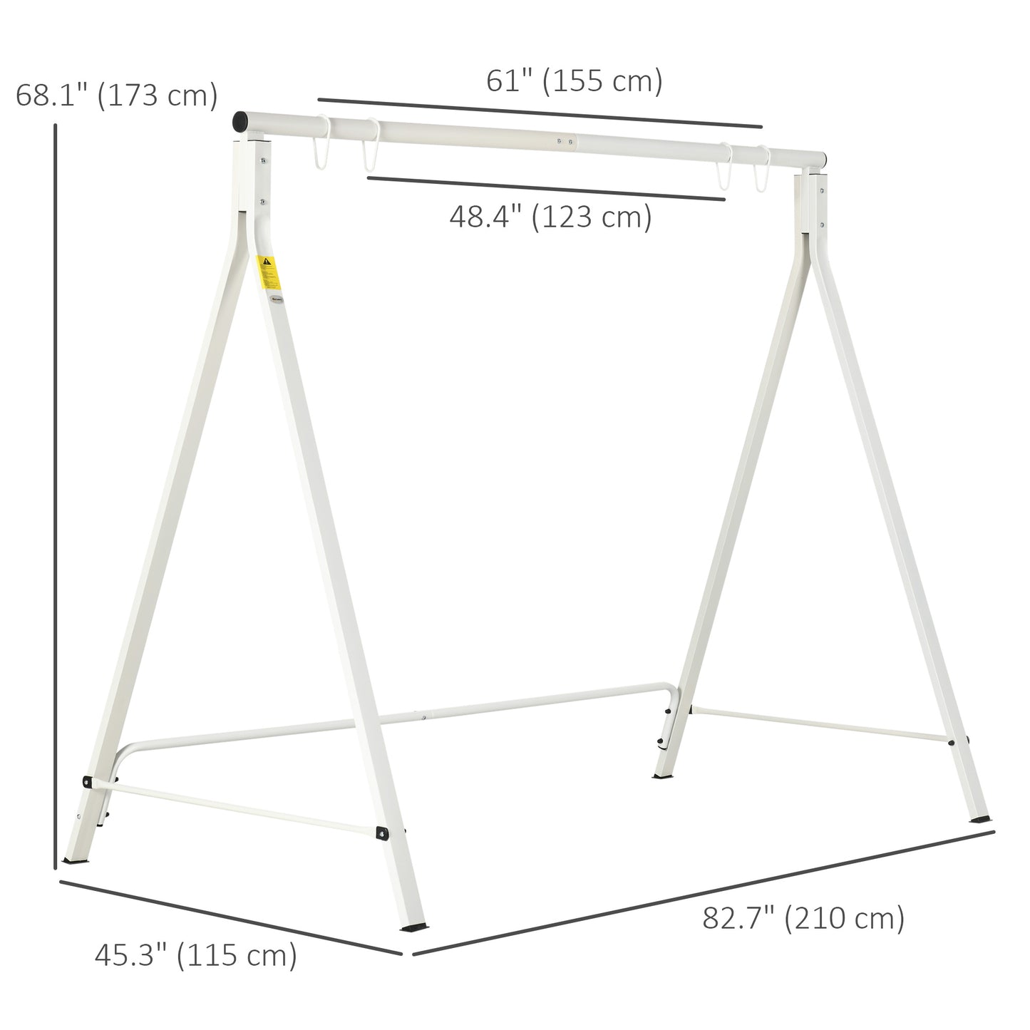 Metal Swing Stand Swing Frame, Hanging Chair Stand Only, 528 LBS Weight Capacity, for Backyard, Patio, Lawn, White