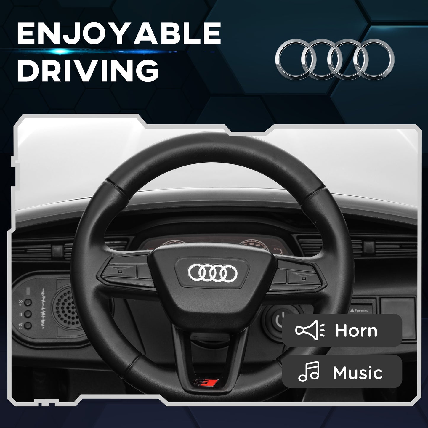12V Battery Powered Kids Electric Car, Audi Q8 etron Sportback Licensed Ride on Car w/ Remote Control, White Kids Crystal