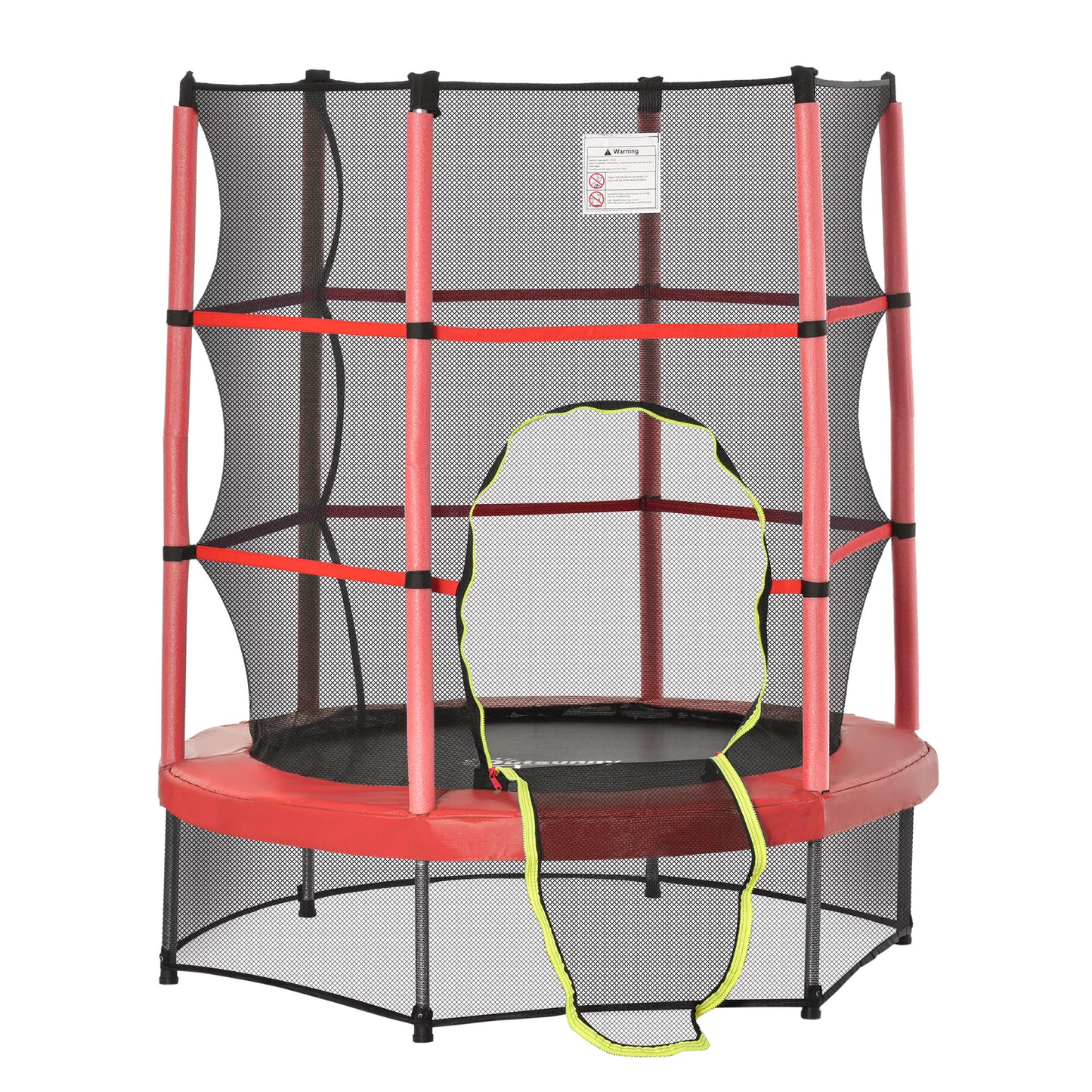 55" Kids Trampoline with Enclosure Net for Indoor/Outdoor, Trampoline for Boys and Girls Age 3-6 Years, Red Kids Crystal