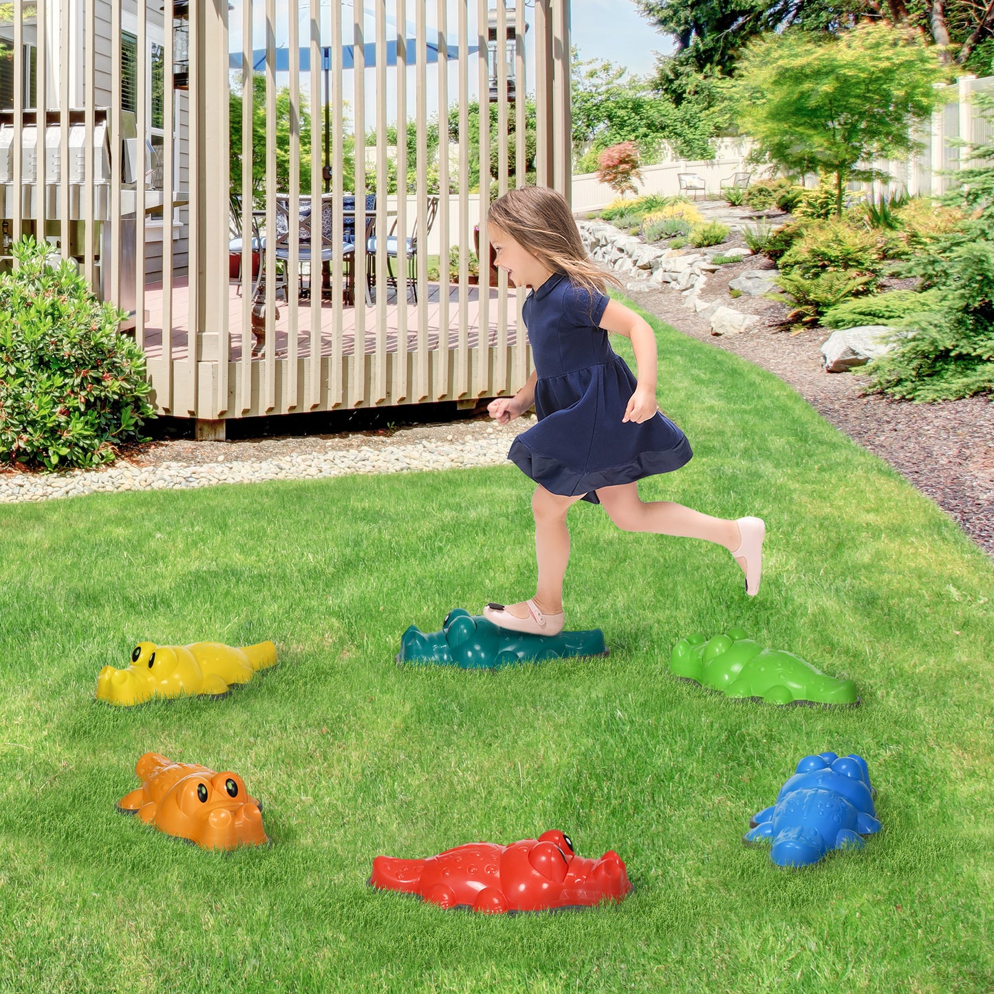6pc Kids Balance Stepping Stones Anti-slip Edge Obstacle Course Play Equipment Indoor Outdoor Toys Kids Crystal