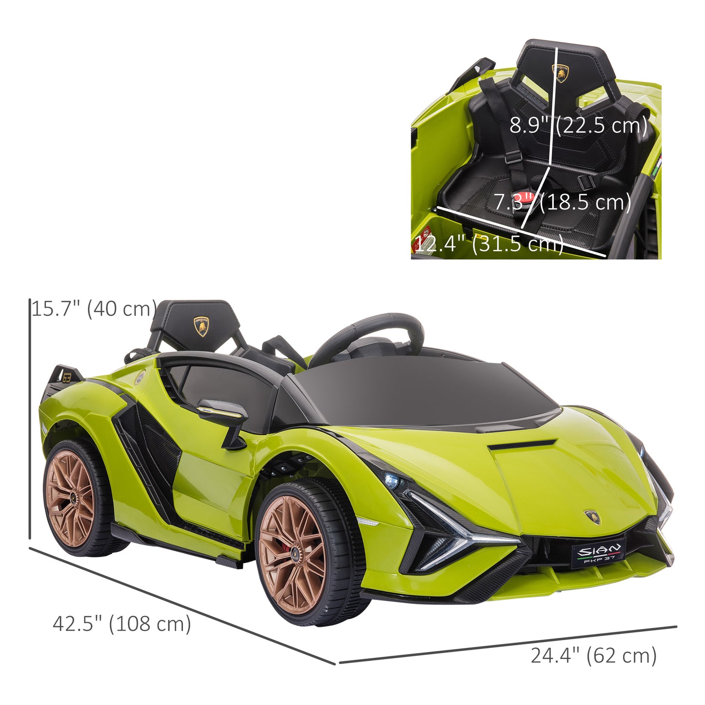 Compatible 12V Battery-powered Kids Electric Ride On Car Toy with Parental Remote Control Music Lights MP3 Green Kids Crystal