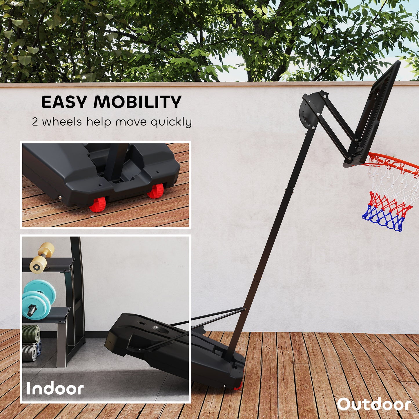 Kids Basketball Hoop, 6.6-8.5ft Adjustable Height Basketball Net with Weight Bag, for Indoor Outdoor, for 6+ Years Kids Crystal