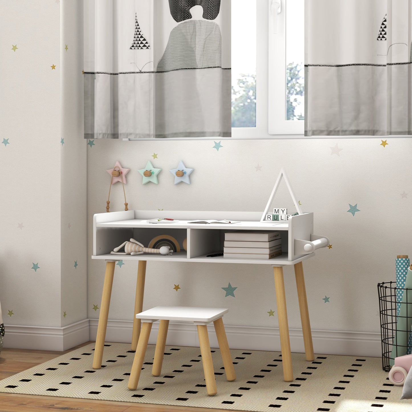 Versatile 3-in-1 Kids Activity Table & Chair Set, Perfect for Play, Drawing, Reading, Grey, Ideal for Nursery & Playroom Kids Crystal