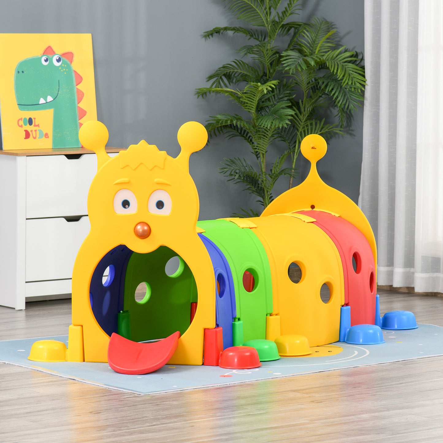 Kids Caterpillar Tunnel Climb-N-Crawl Toy Indoor Outdoor Play Multicolor for Ages 3-6 Kids Crystal