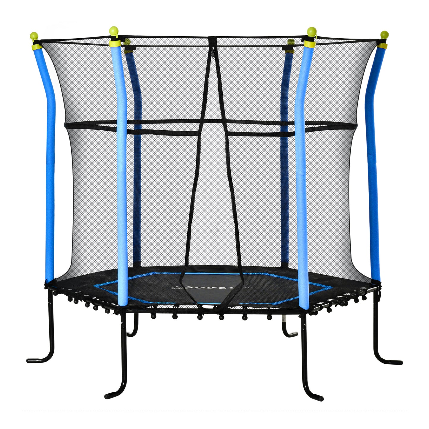 63" Kids Trampoline Mini Indoor/Outdoor Bouncer Jumper Enclosure Net Elastic Thick Padded Pole 3-10 Years Blue Kids Crystal