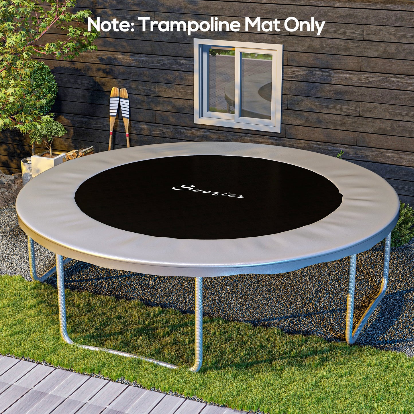 Trampoline Jumping Mat Replacement with Spring Tool 42 V-Hooks for 8ft Round Trampolines Black Kids Crystal