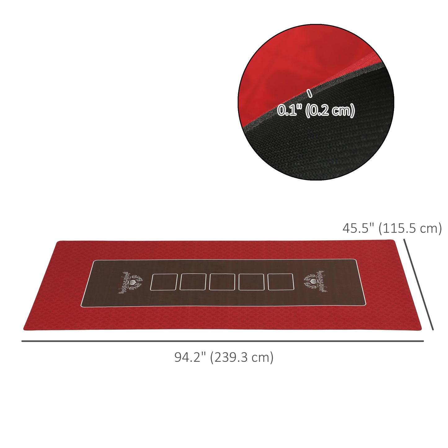 Poker Table Top Poker Mat for 12 Player, Red Kids Crystal