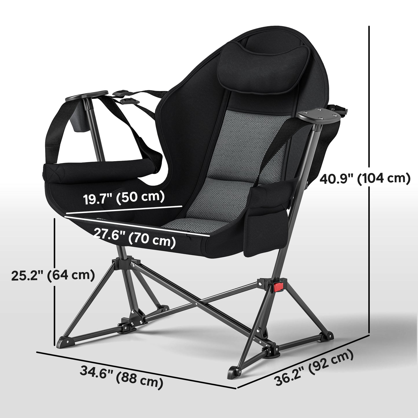 Hammock Camping Chair Set of 2, Adjustable Back Folding Swinging Hammock Chair with Cup Holder and Padded Seat