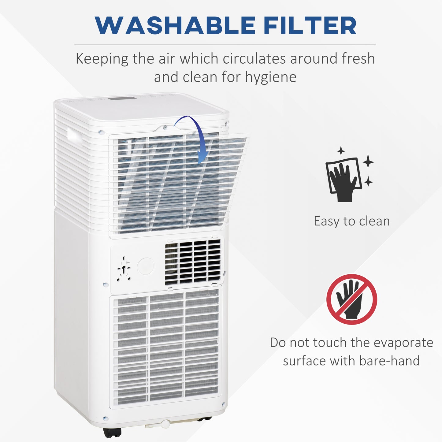 10000 BTU Portable Air Conditioner with Fan & Dehumidifier Mode, Quiet AC Unit with Remote Control, 24-Hour Timer, White