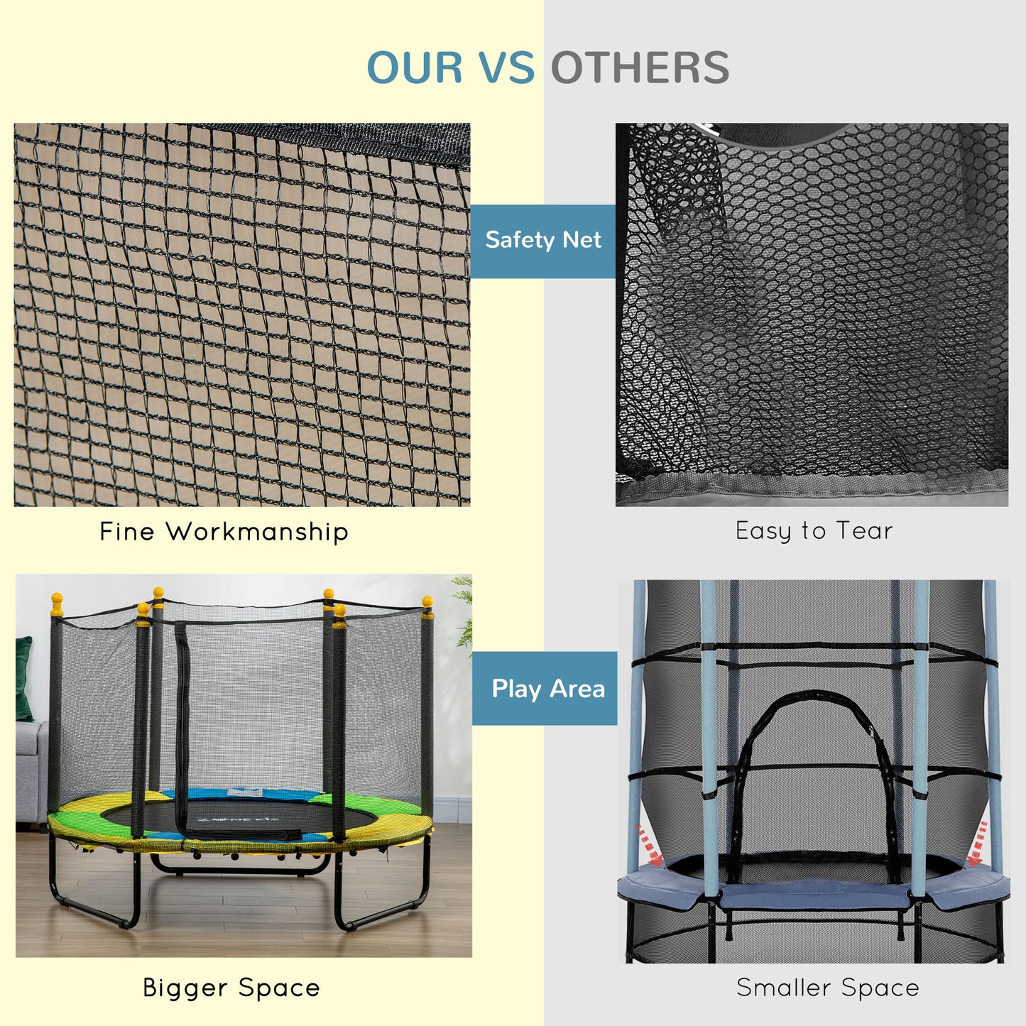 4.6FT Trampoline for Kids with Enclosure Net for Ages 3-10, Indoor Outdoor Use, Black Kids Crystal