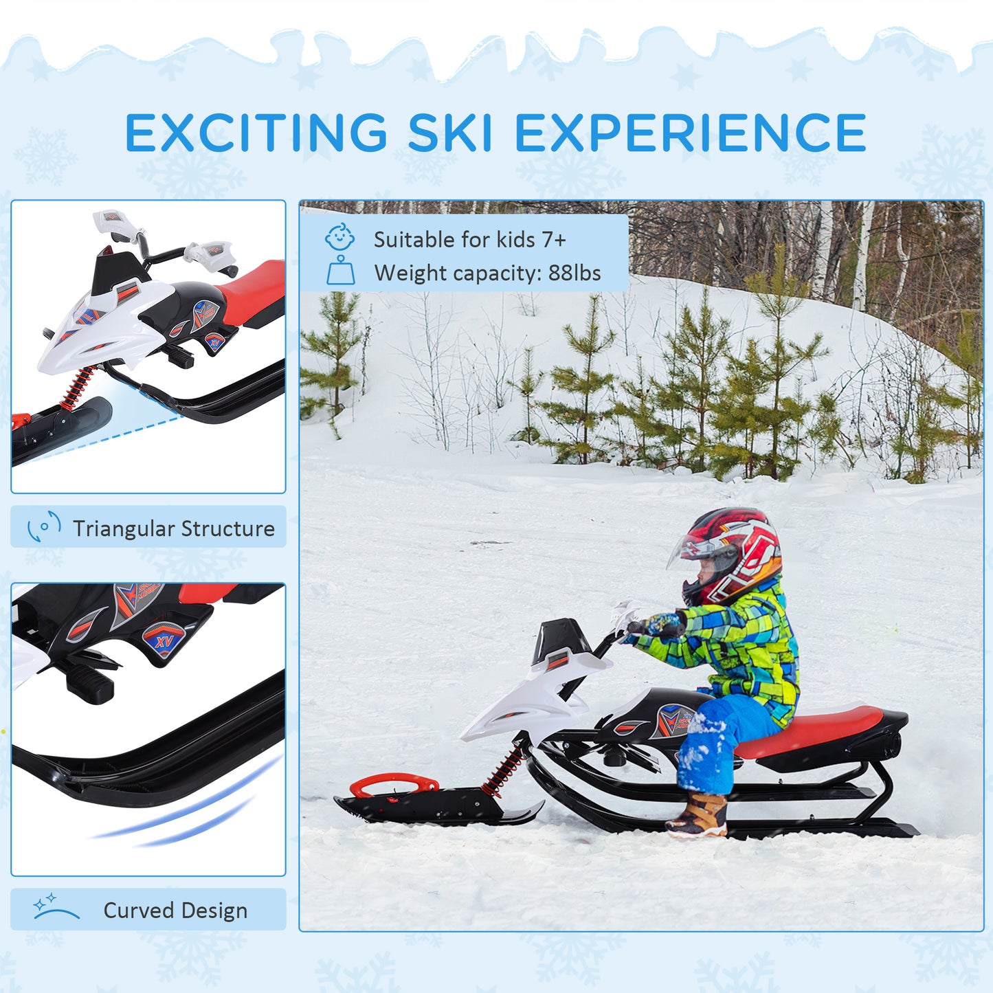 Snow Mobile Scooter Outdoor Winter Sled Motor Snow Racer Rush Sledge Exciting Ride On Vehicle Children Kids Crystal