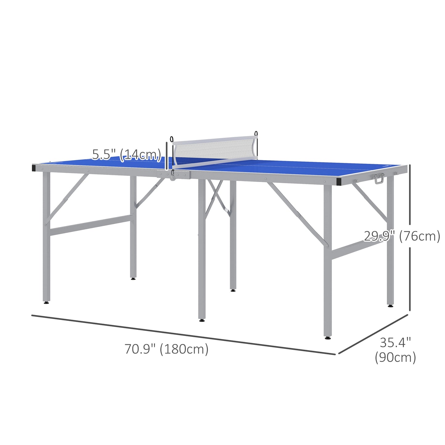 Portable Ping Pong Table Set, Table Tennis Table w/ Net, 2 Paddles, 3 Balls for Outdoor and Indoor, Easy Assembly, Blue Kids Crystal