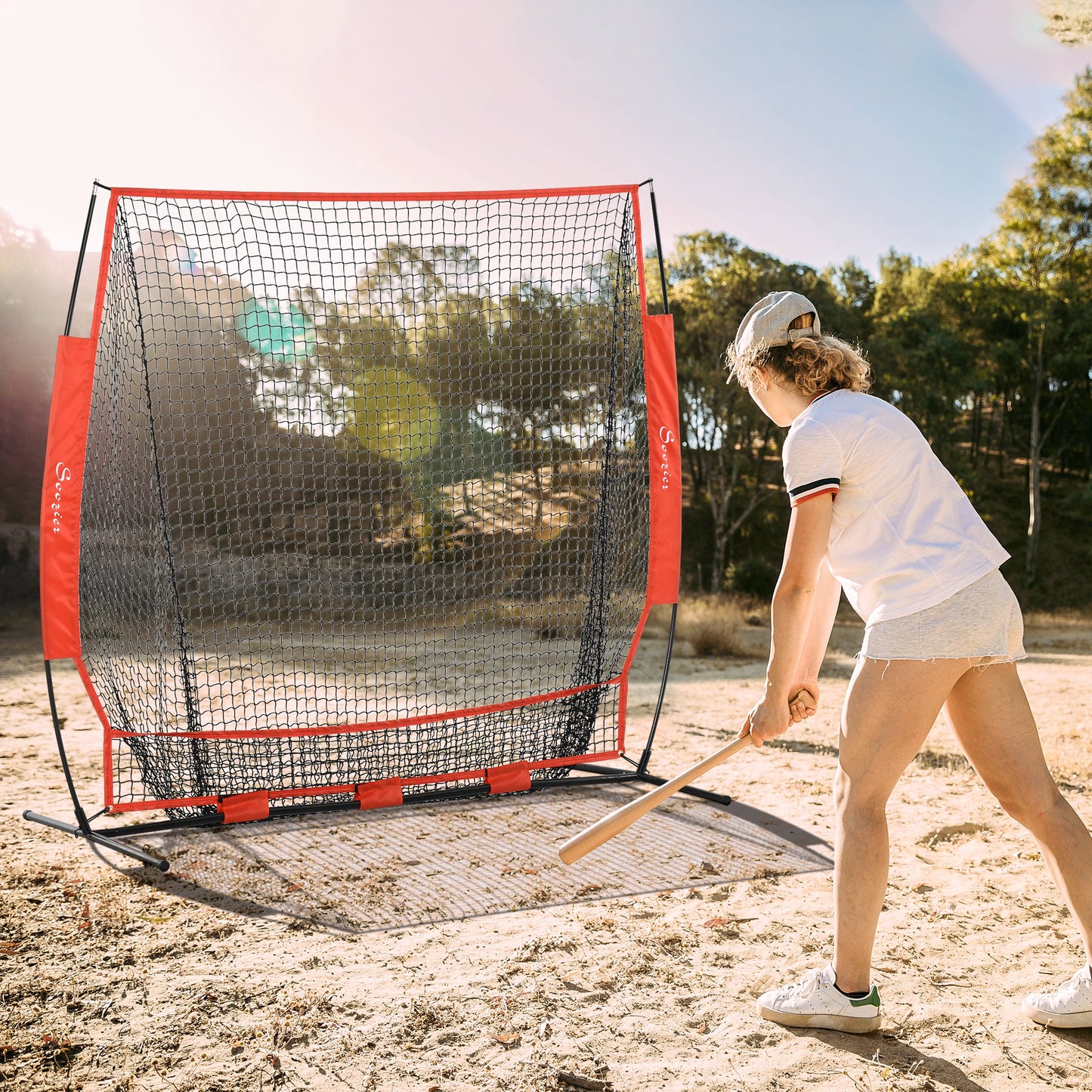 6' x 6' Baseball Net for Hitting Pitching Practice with Carry Bag, Red Kids Crystal
