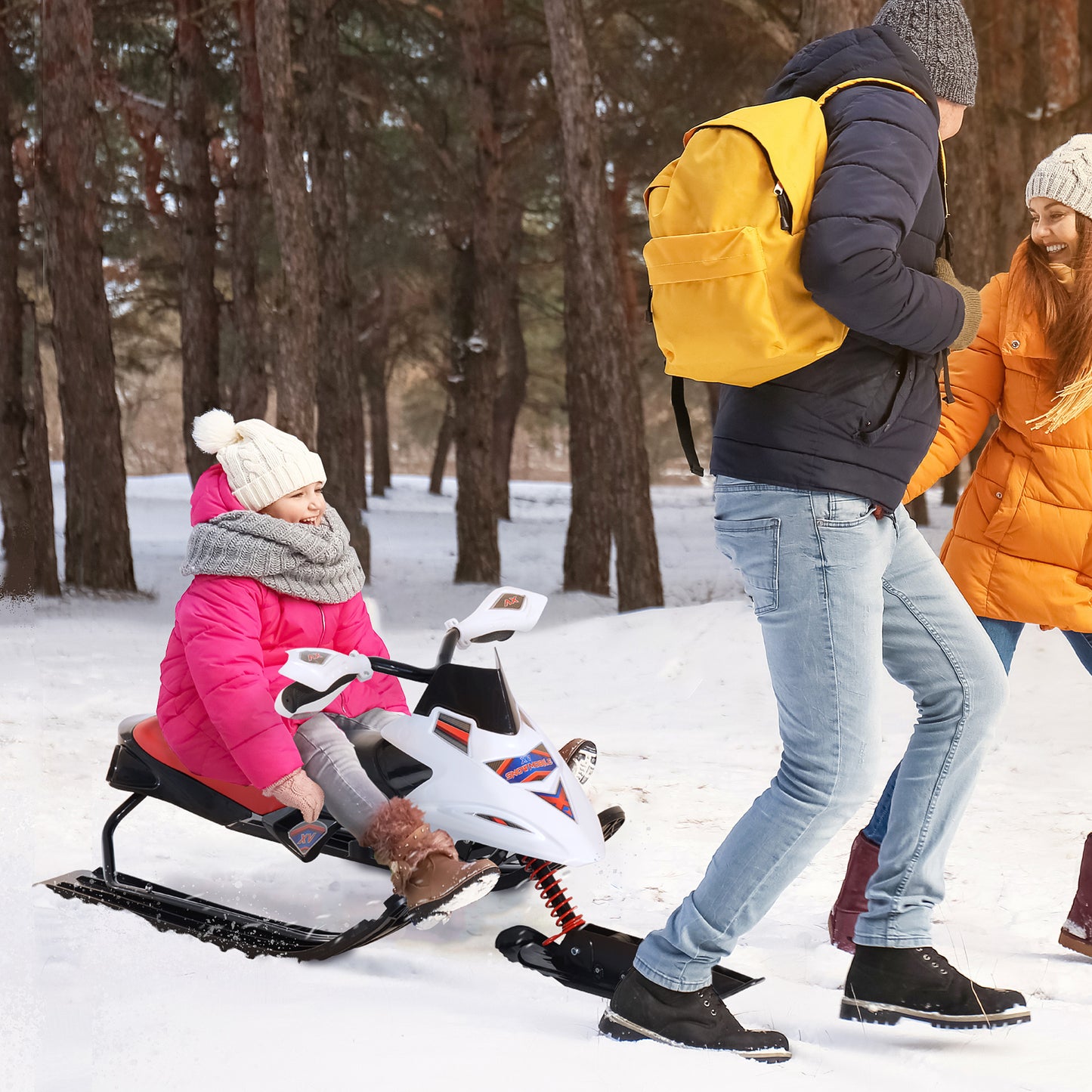 Snow Mobile Scooter Outdoor Winter Sled Motor Snow Racer Rush Sledge Exciting Ride On Vehicle Children Kids Crystal