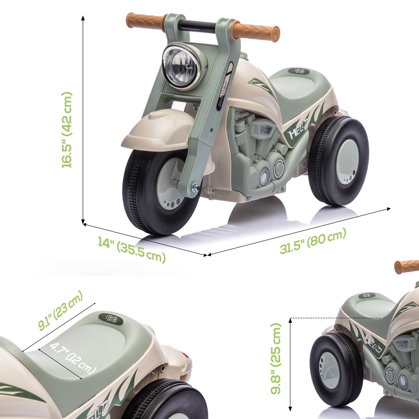 Foot to Floor Toddler Ride on Toy, Sliding Toddler Car with Music and Bubble, for 2-5 Years Old, Cream White Kids Crystal