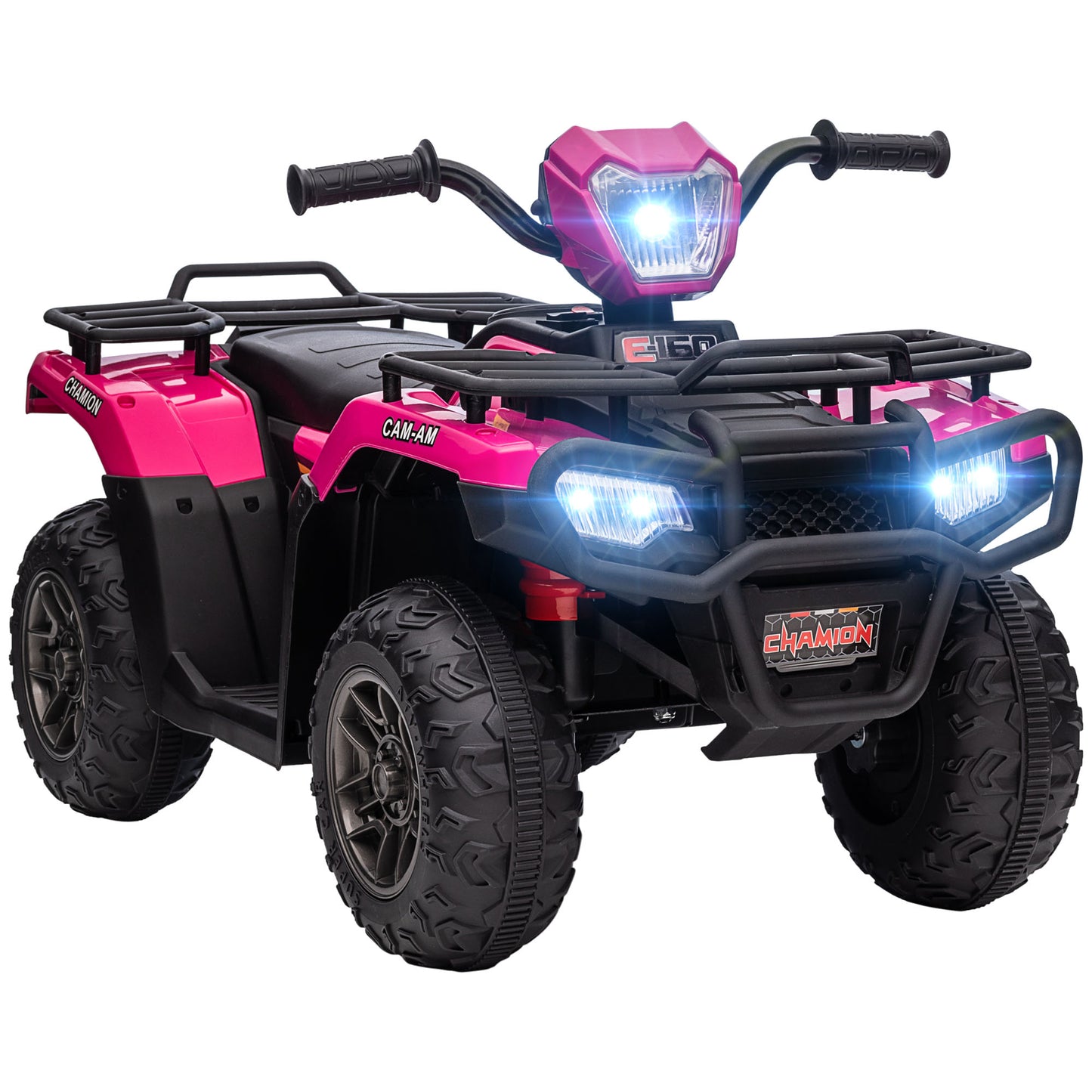 Kids ATV: 12V, 4 Wheeler Quad, Battery Powered, Music, LED Lights, Treaded Tires, 3-5 Years, Pink Kids Crystal