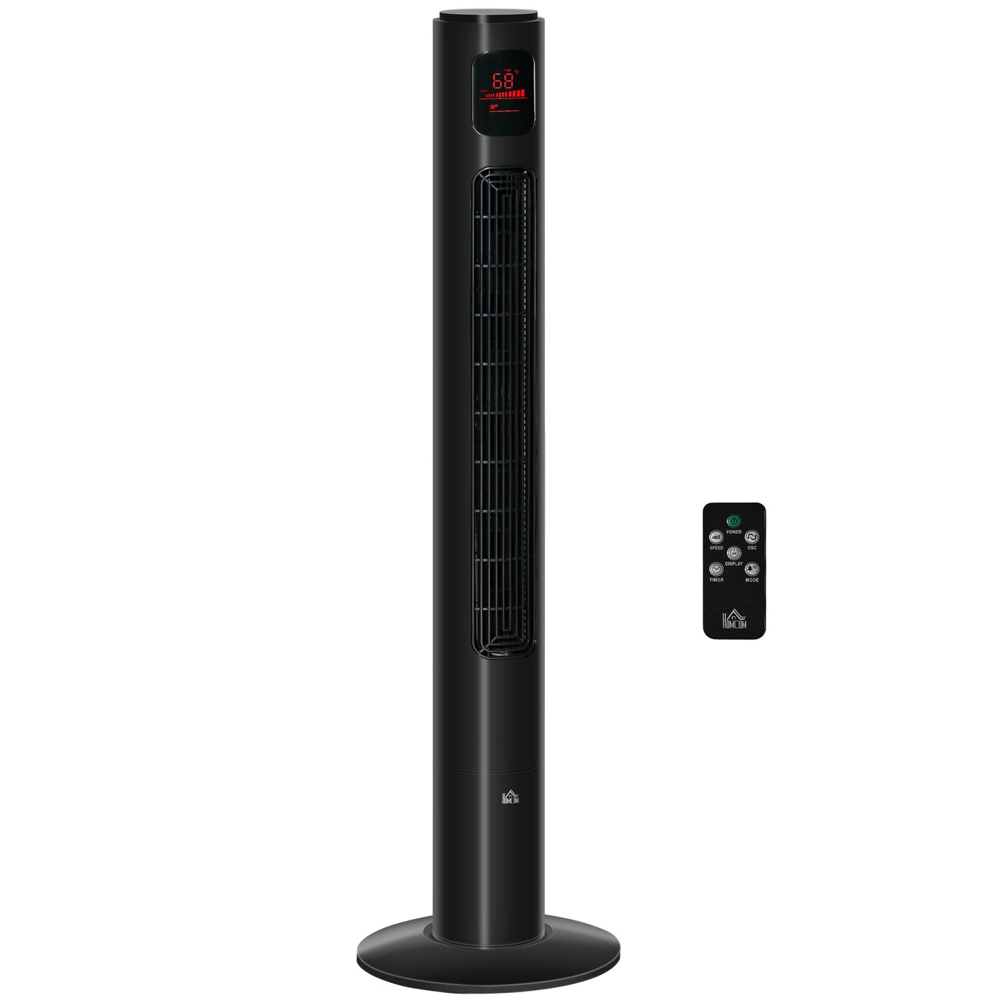 Oscillating Tower Fan Standup Cooling 3 Speed 12h Timer LED Remote Black for Efficient Air Circulation Kids Crystal