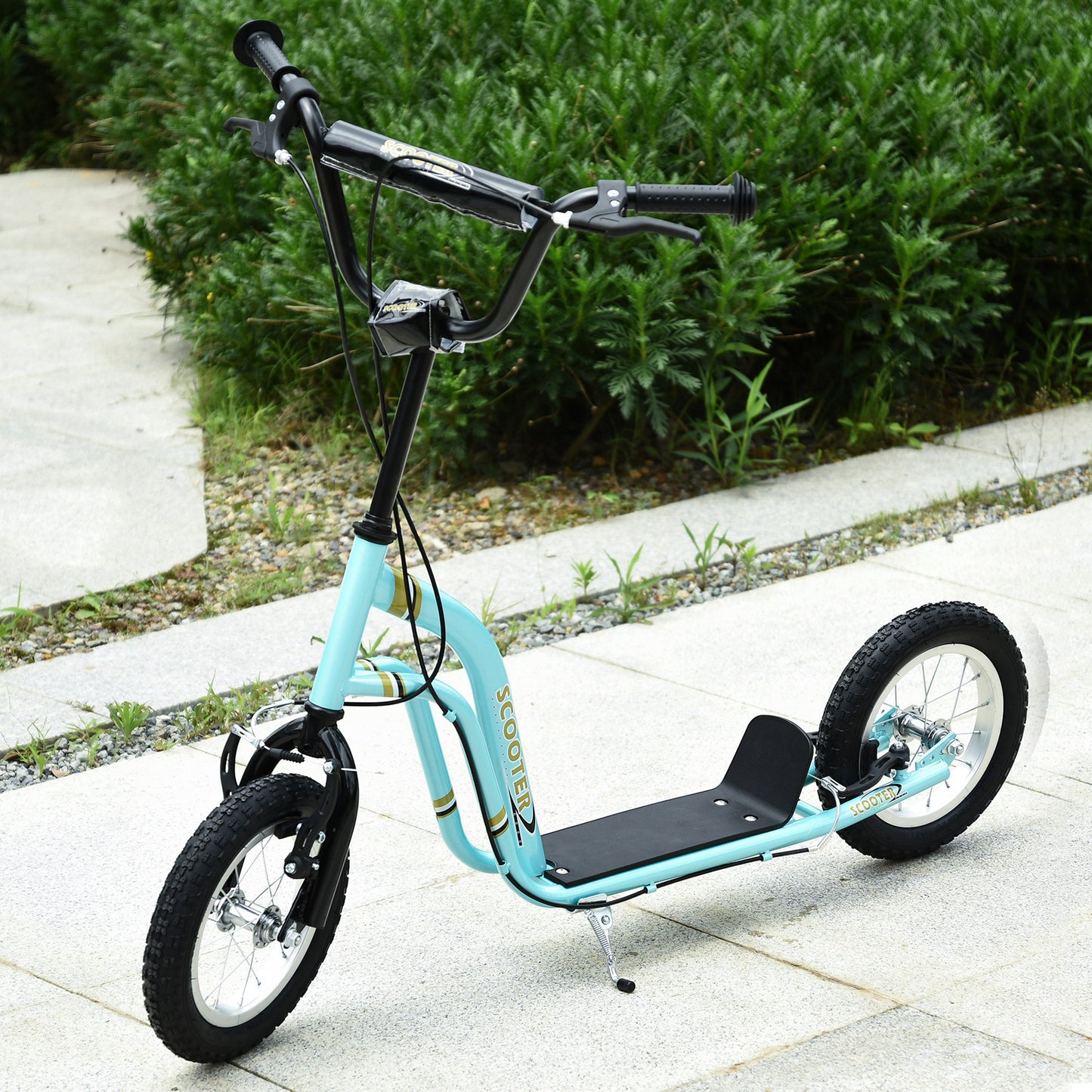 Youth Scooter Street Scooter for Teens w/ 12" Inflatable Front Wheel Dual Brakes for 5+ Year Old Kids Kids Crystal