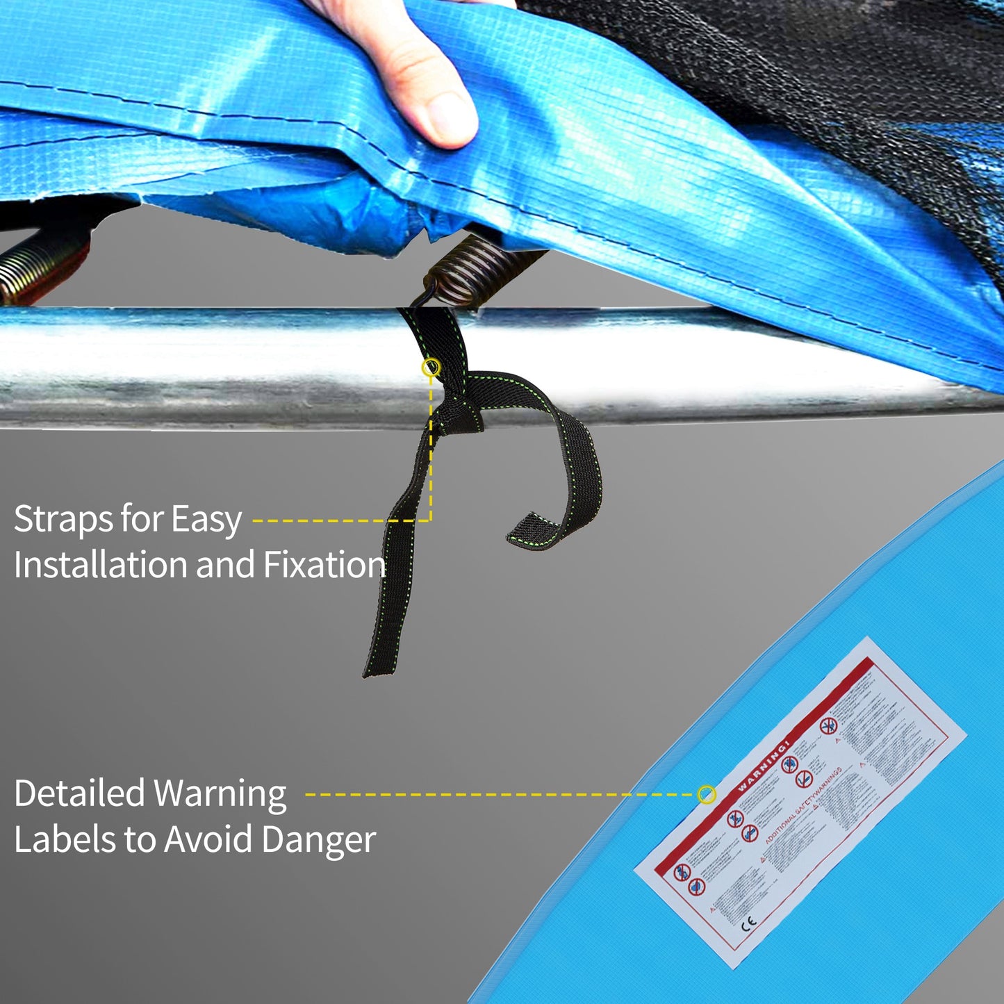 12ft Trampoline Replacement Pad Trampoline Spring Cover EPE Foam Light Blue Kids Crystal