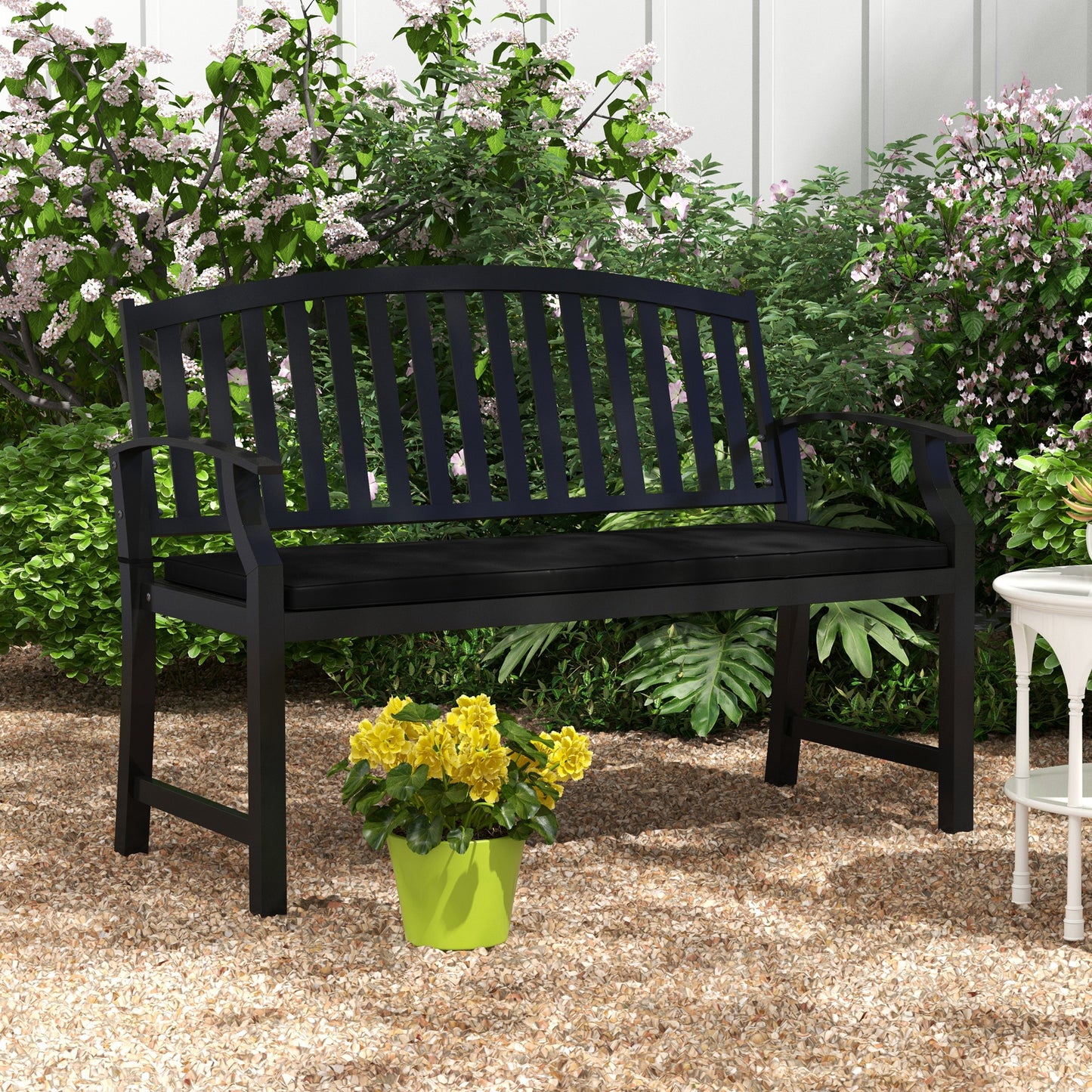 Patio Bench Cushion 2-Seater Outdoor Swing Seat Pad with Zipper and Ties Black Kids Crystal