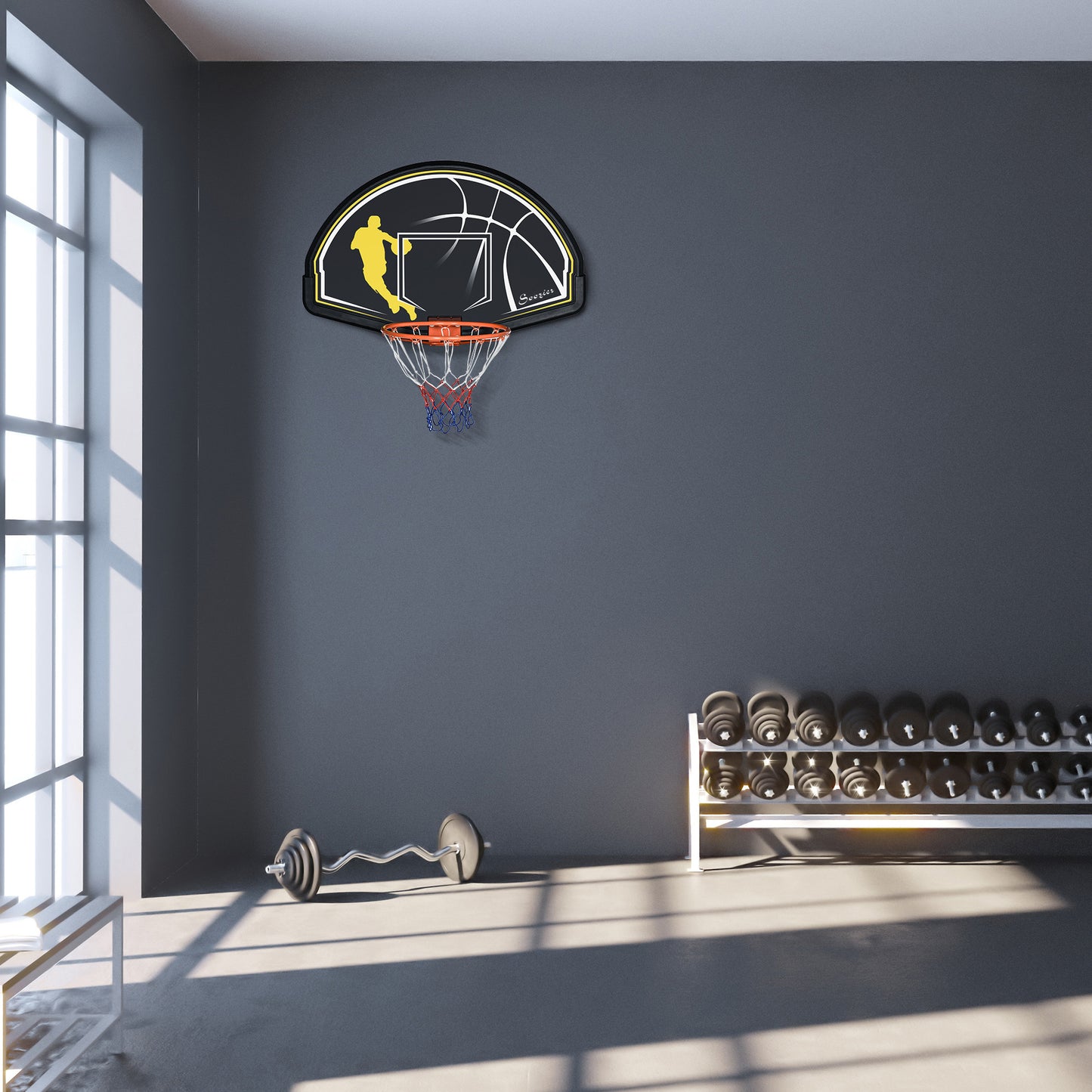 Wall Mounted Basketball Hoop, Mini Basketball Hoop and Backboard for Kids and Adults Kids Crystal