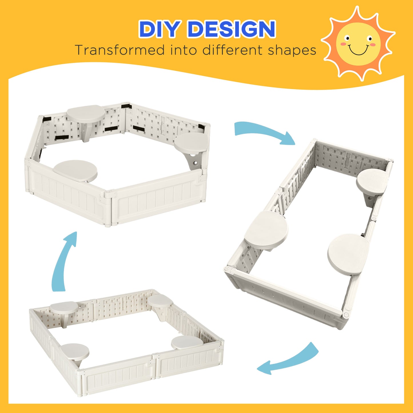 Sandbox with Canopy for Kids Outdoor Play Area with Bottom Liner Protective Shade Cream White Kids Crystal