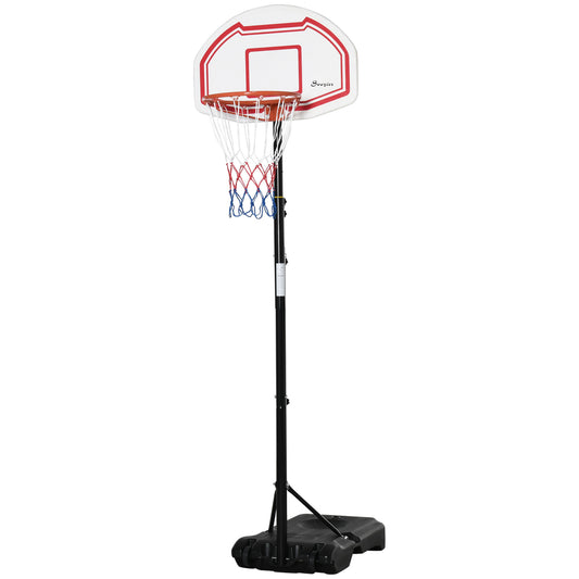 7-8.5ft Basketball Hoop, Freestanding Basketball System with 27.5" Shatterproof Backboard and Wheels, White Kids Crystal