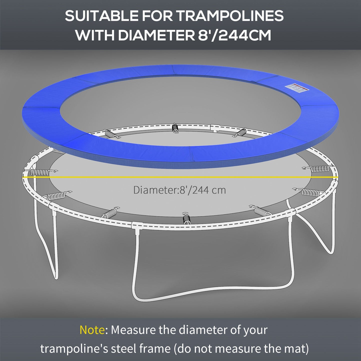 8ft Trampoline Safety Pad Spring Cover Gymnastics Bounce Jump EPE Foam Protection Blue Kids Crystal