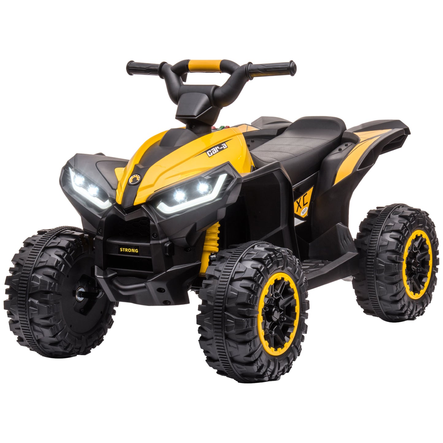 Kids 4 Wheeler Quad Bike ATV Music MP3 Headlights Speed Control Electric Rechargeable Battery Powered 3-5 Years Yellow Kids Crystal