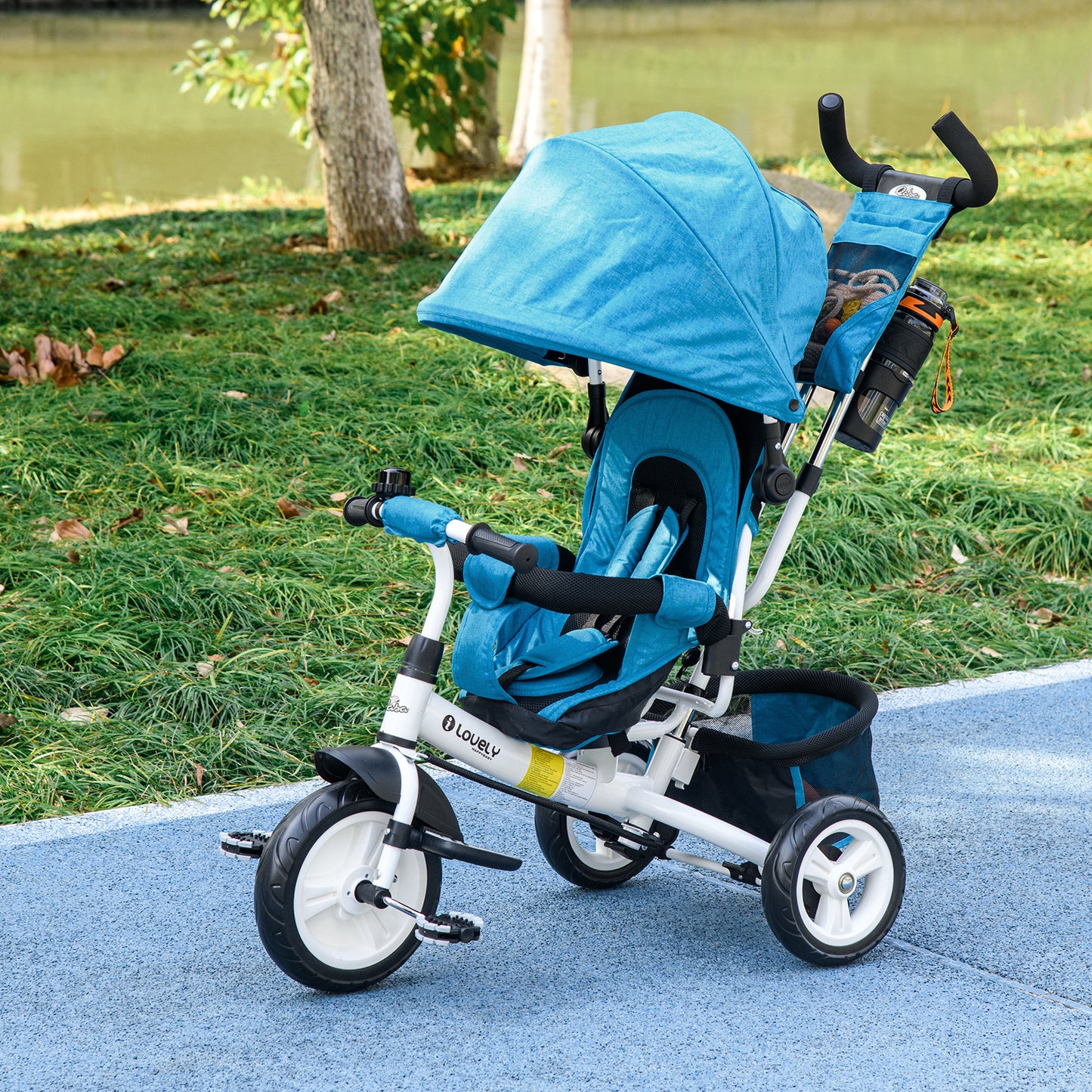 Convertible 4-in-1 Toddler Tricycle with Parent Handle for Kids 1-5 Years Outdoor Play Blue Kids Crystal