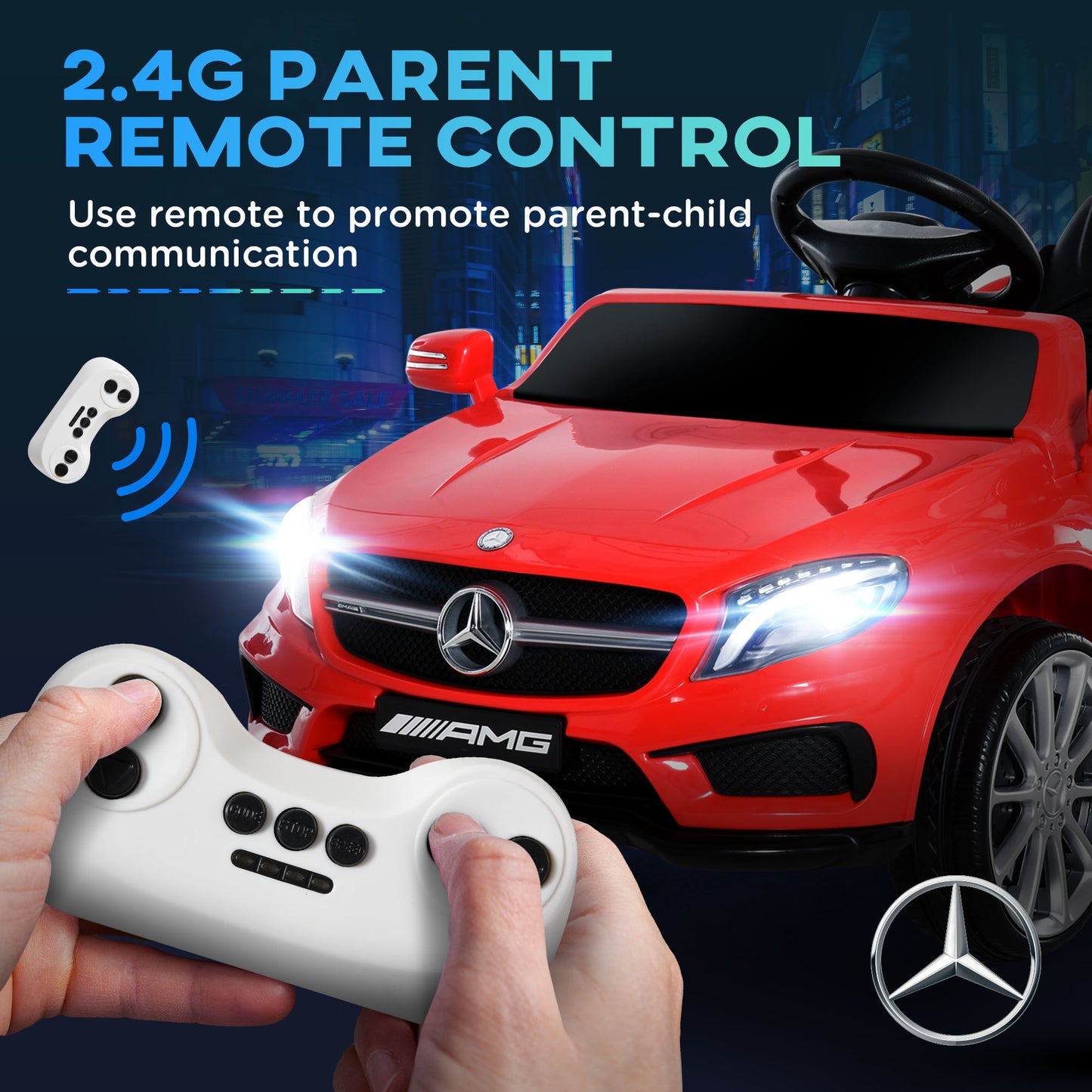 6V Kids Licensed Ride On Car Toy Battery Powered High/Low Speed with Headlight Music and Remote Control Red Kids Crystal