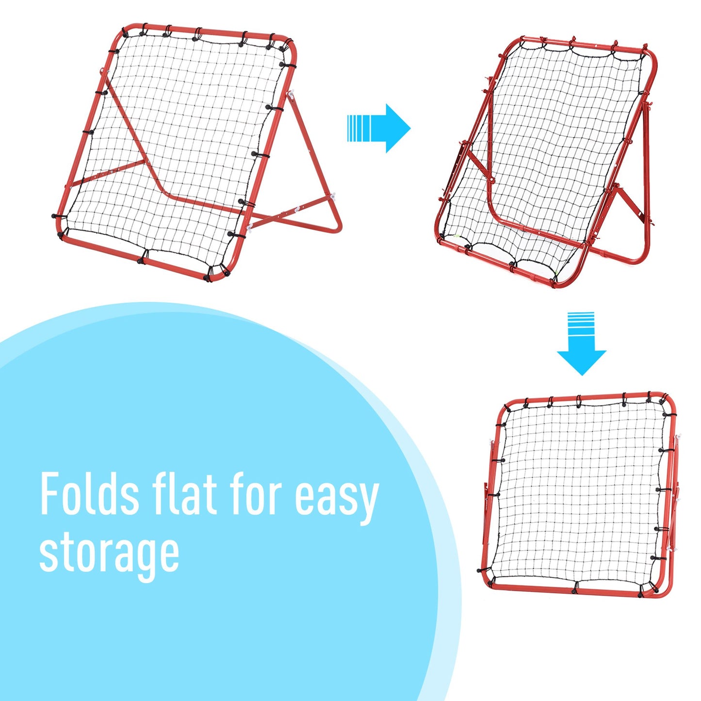 Kids Football Rebounder Net Training Soccer Kickback Target Goal Adjustable Red for Outdoor Play Kids Crystal