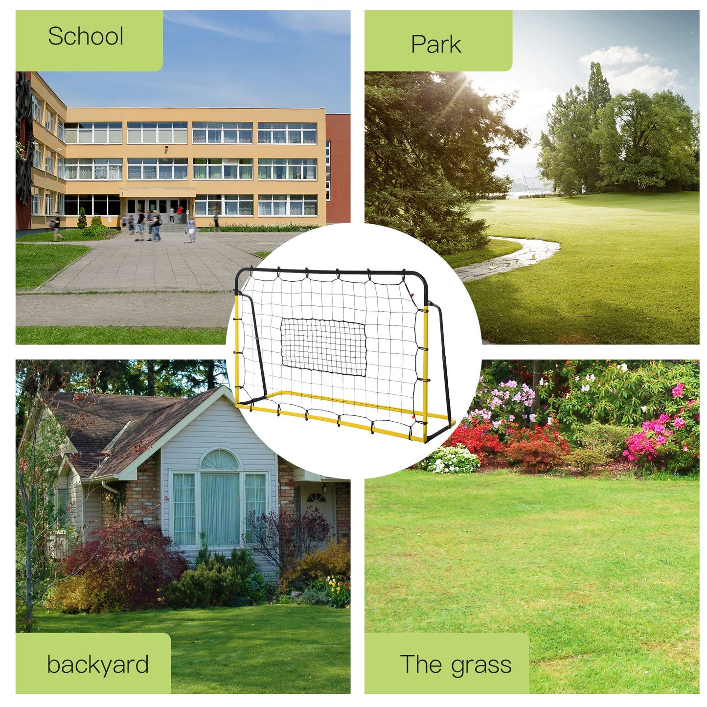 | Rebound Net Soccer Goal with 5 Angle Adjustable for Soccer Baseball Basketball Training Kids Crystal