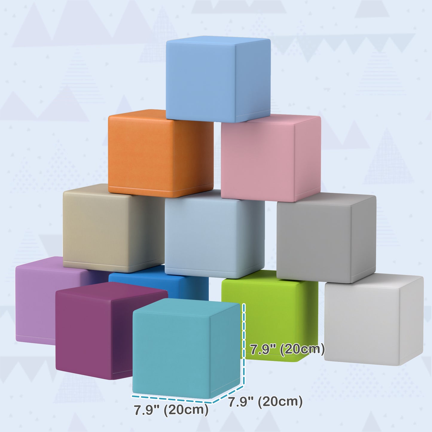 12 Piece Soft Play Blocks Soft Foam Toy Building And Stacking Blocks - Multicolours