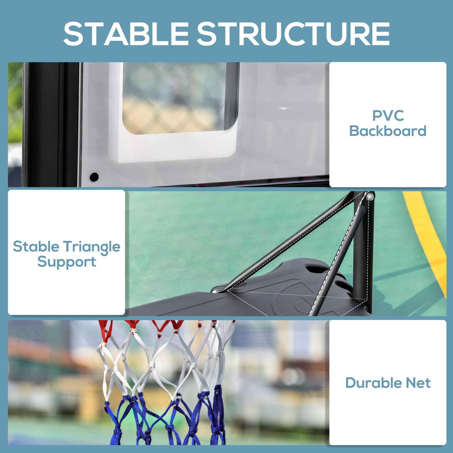 61"- 82.75" H Basketball Stand and Hoop Backboard Adjustable w/ Wheels For Kids Youth Outdoor Kids Crystal