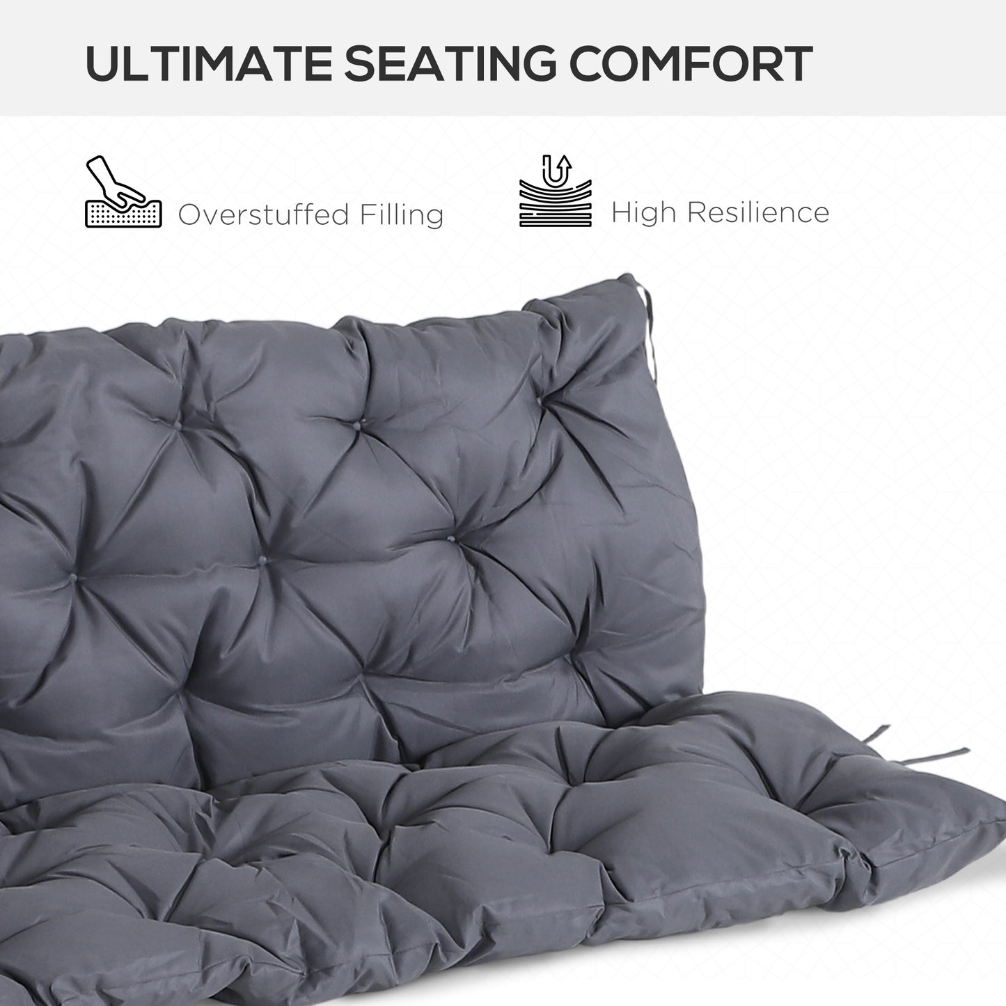 3 Seater Bench Swing Chair Replacement Cushions Outdoor Seat Pads Backrest Patio Garden Dark Grey Kids Crystal