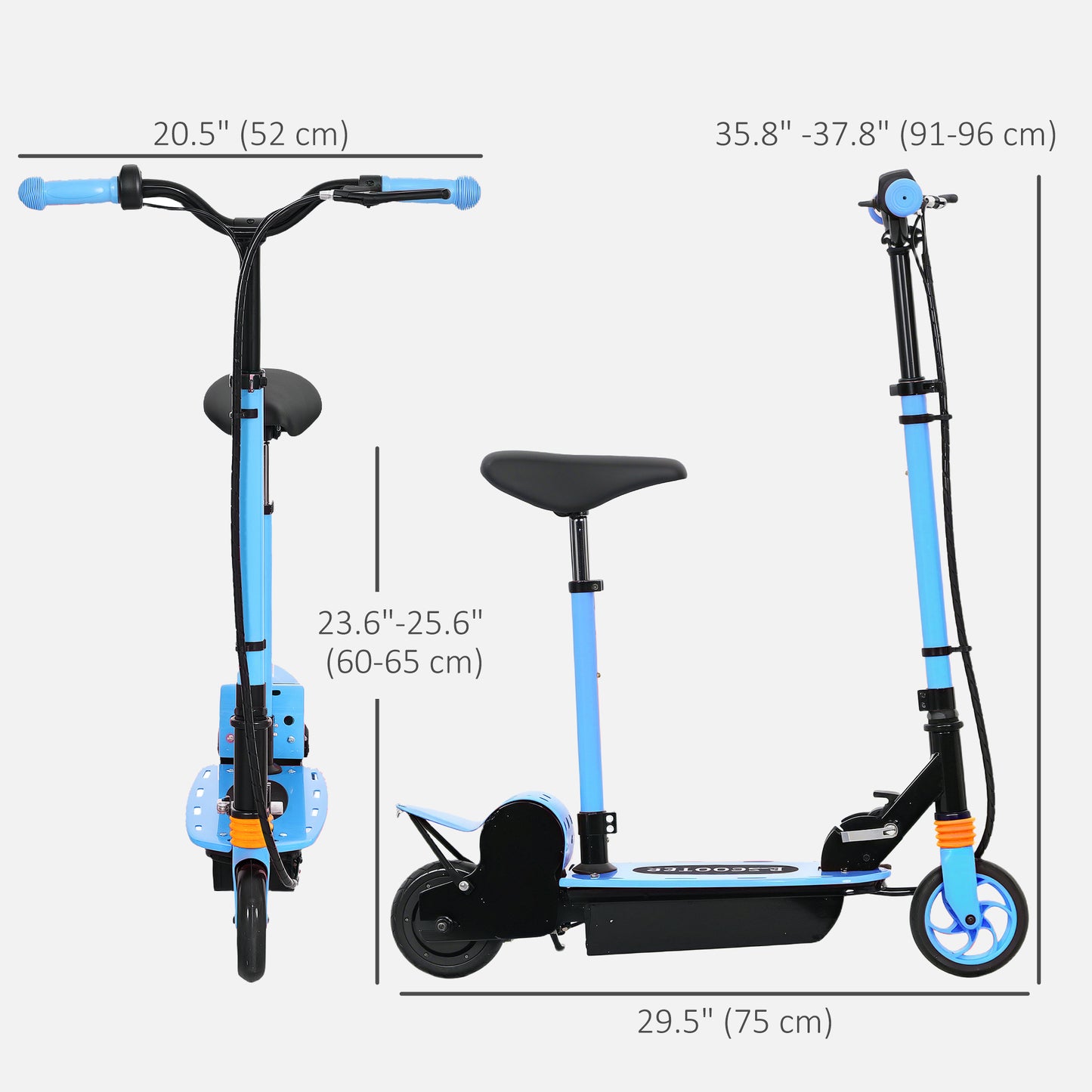 Foldable Electric Scooter for Kids Ages 6-14, with Seat and 2 Adjustable Heights, Max 6km Range & 12km/h, Blue Kids Crystal