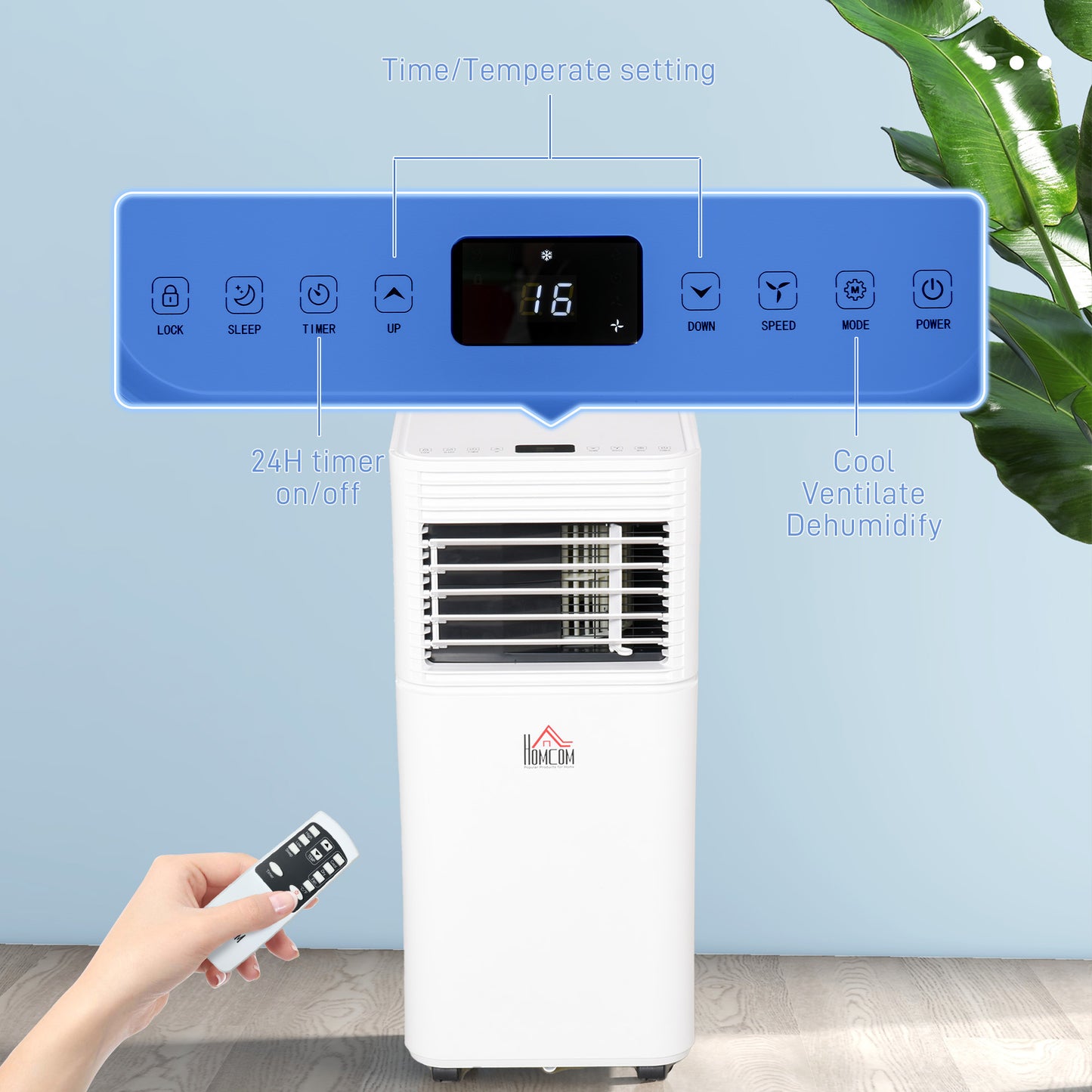 10000 BTU Portable Air Conditioner with Fan & Dehumidifier Mode, Quiet AC Unit with Remote Control, 24-Hour Timer, White