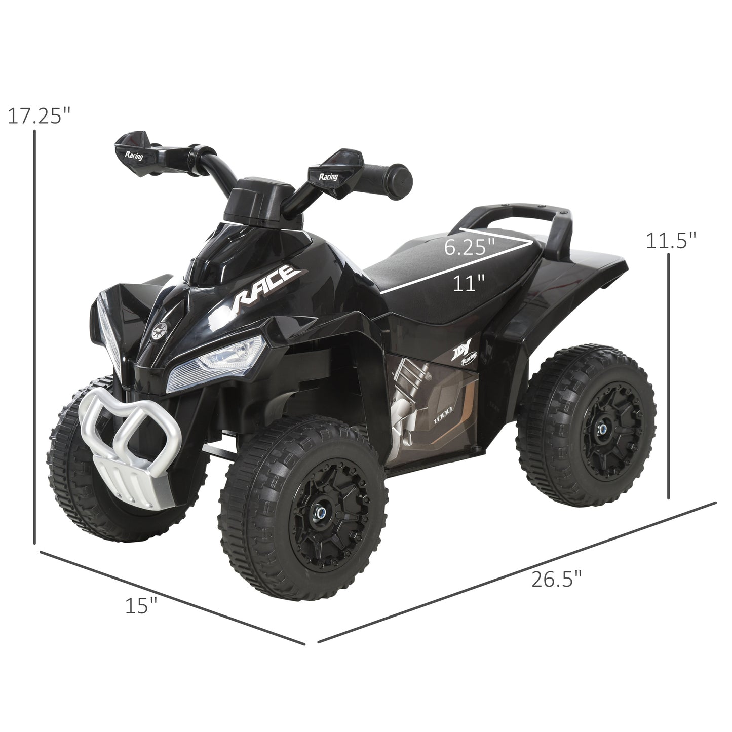 Ride on Toy for Kids 4 Wheel Motorcycle Baby Walker Toddler Ride on Car Battery Powered Toys for Kids 18-36 Months Black Kids Crystal