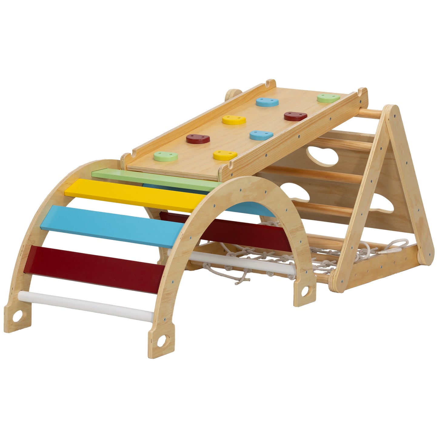 7 in 1 Pikler Triangle Set with Ramp, Arch Ladder, for 18-48 Months, Multicolour Kids Crystal