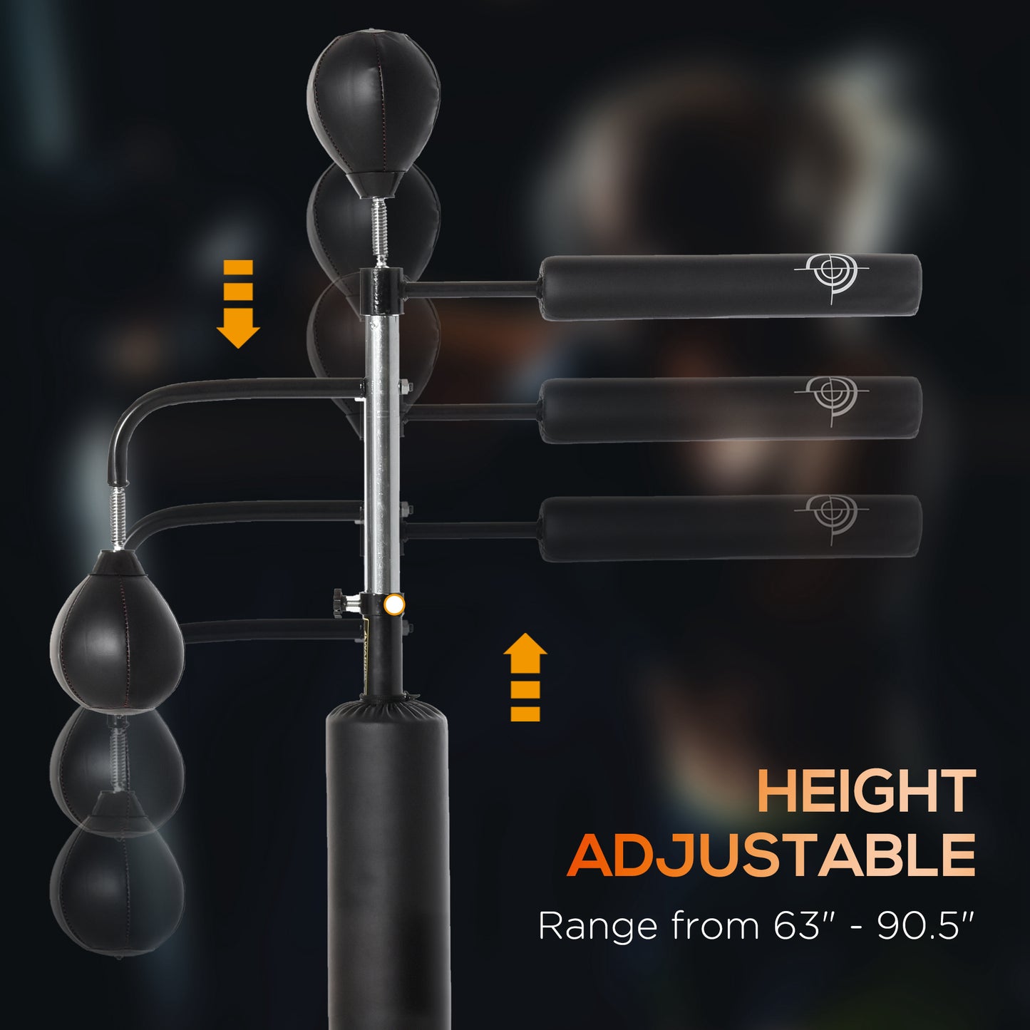 3-in-1 Boxing Punching Bag Stand with Speedballs Relax Bar PU-Wrapped Bag Adjustable Height for Home Gym Kids Crystal