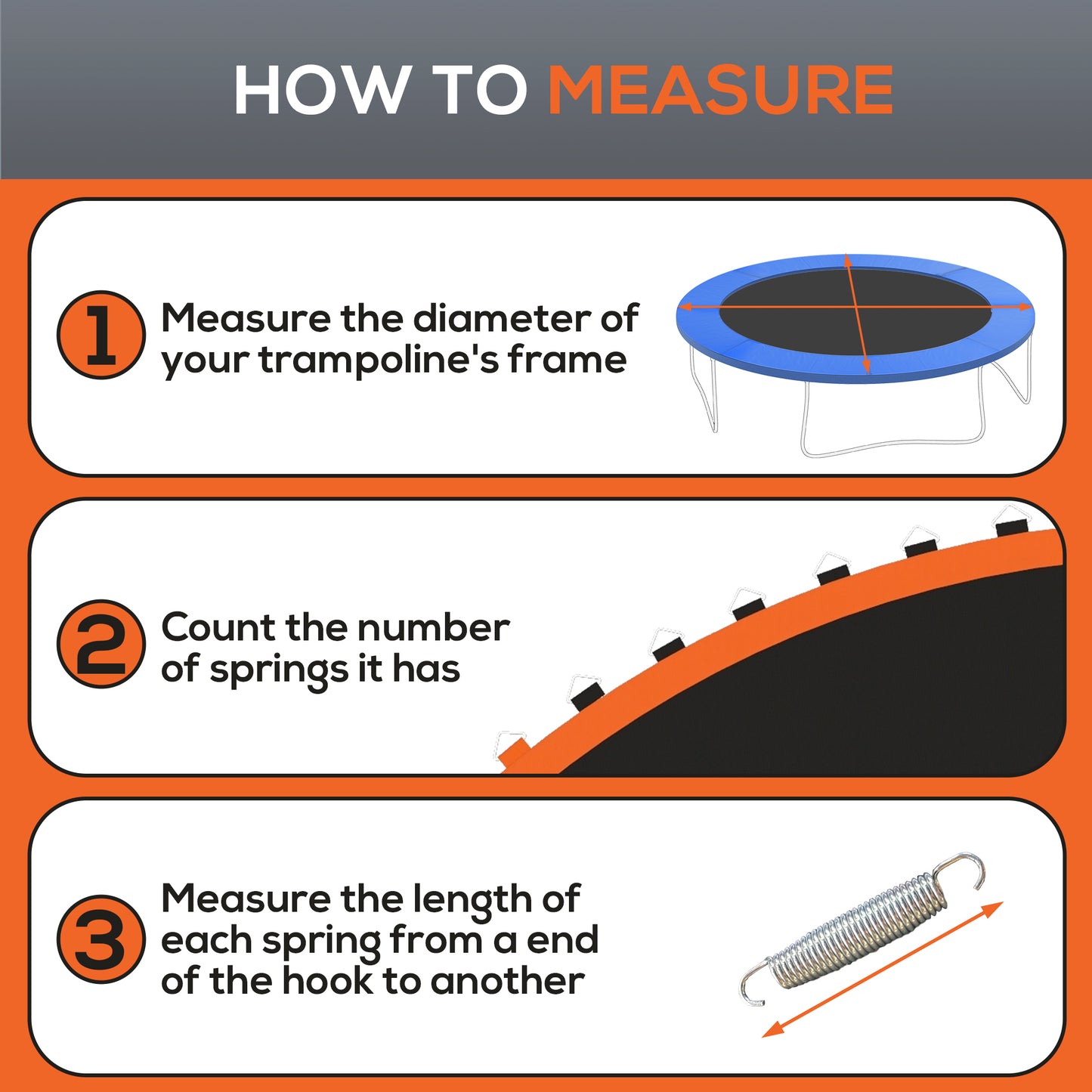 Trampoline Mat Replacement with Spring Pull Tool and 72 V-Hooks, Fits 12ft Trampoline, Using 5.5" Springs, Orange Kids Crystal