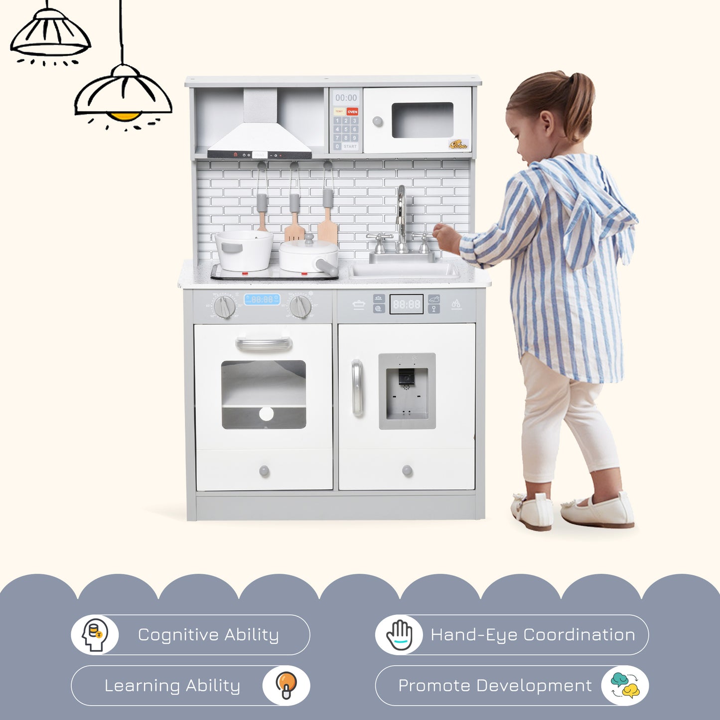 Kids Cooking Toy Set - Educational Pretend Kitchen with Sound & Light Effects, Ideal for 3-6 Years Old Kids Crystal