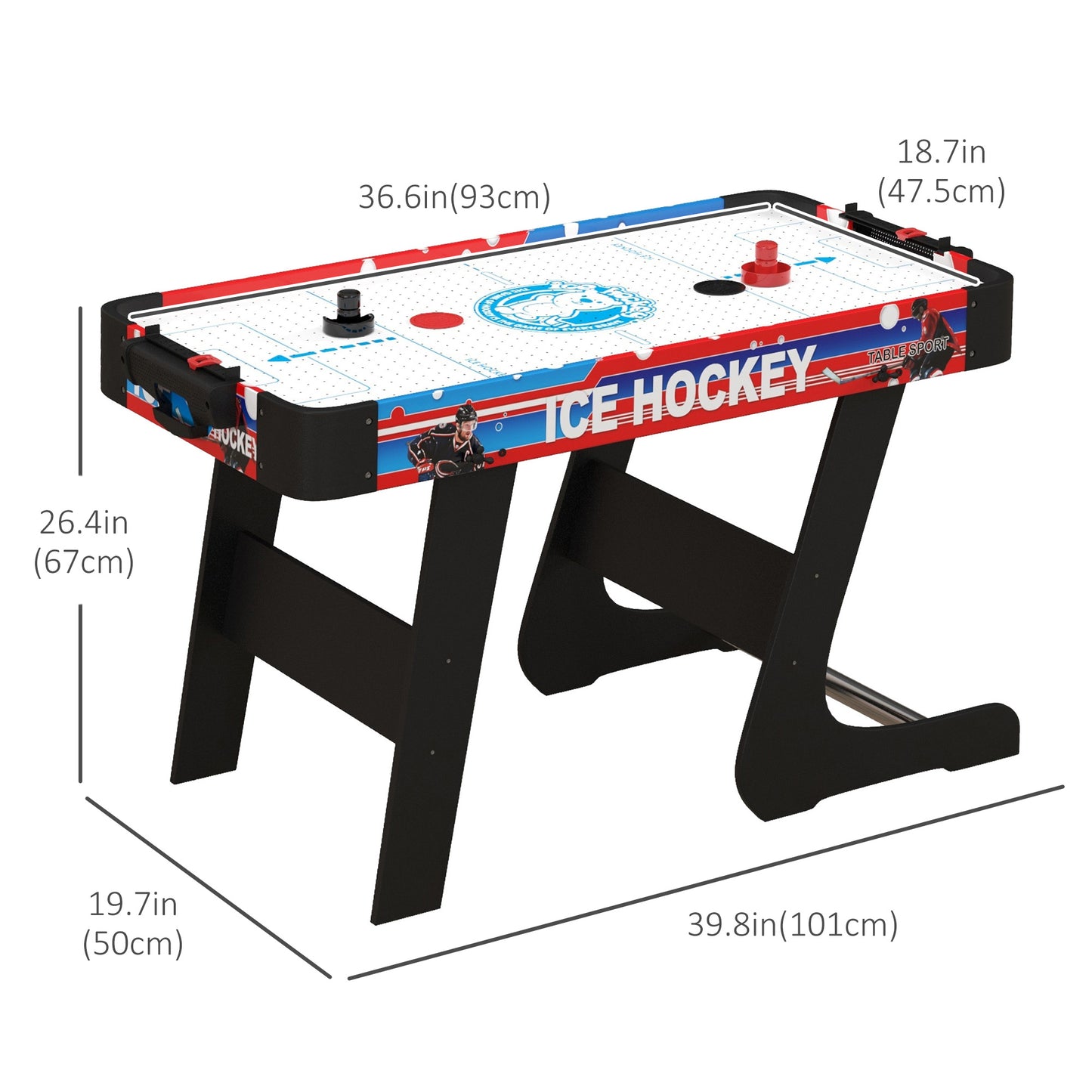 Compact Air Hockey Table 40" Arcade Style with Electronic Scoreboard 2 Pucks 2 Pushers for Game Room Kids Crystal