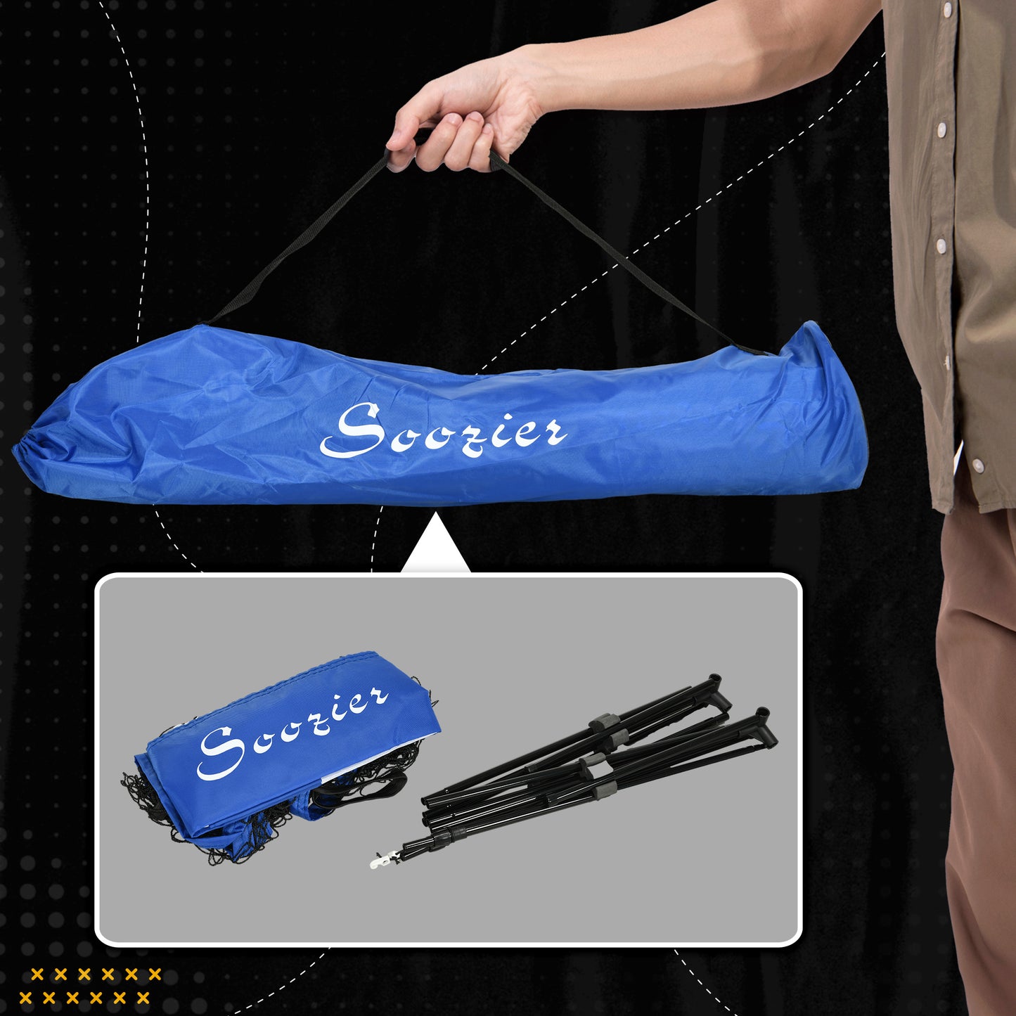 14ft Badminton Net, Height Adjustable Outdoor Sports Net with Carry Bag, for Tennis, Pickleball and Volleyball Kids Crystal