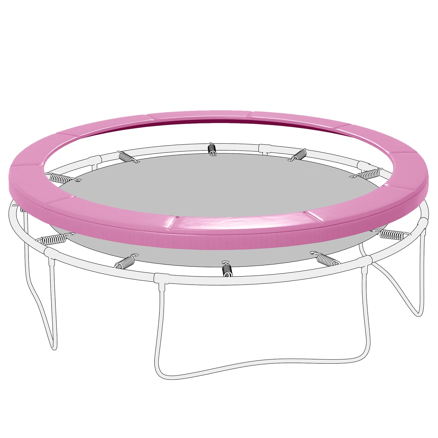 8ft Trampoline Spring Cover Pad Replacement Waterproof Portable Pink with Elastic Ropes Kids Crystal