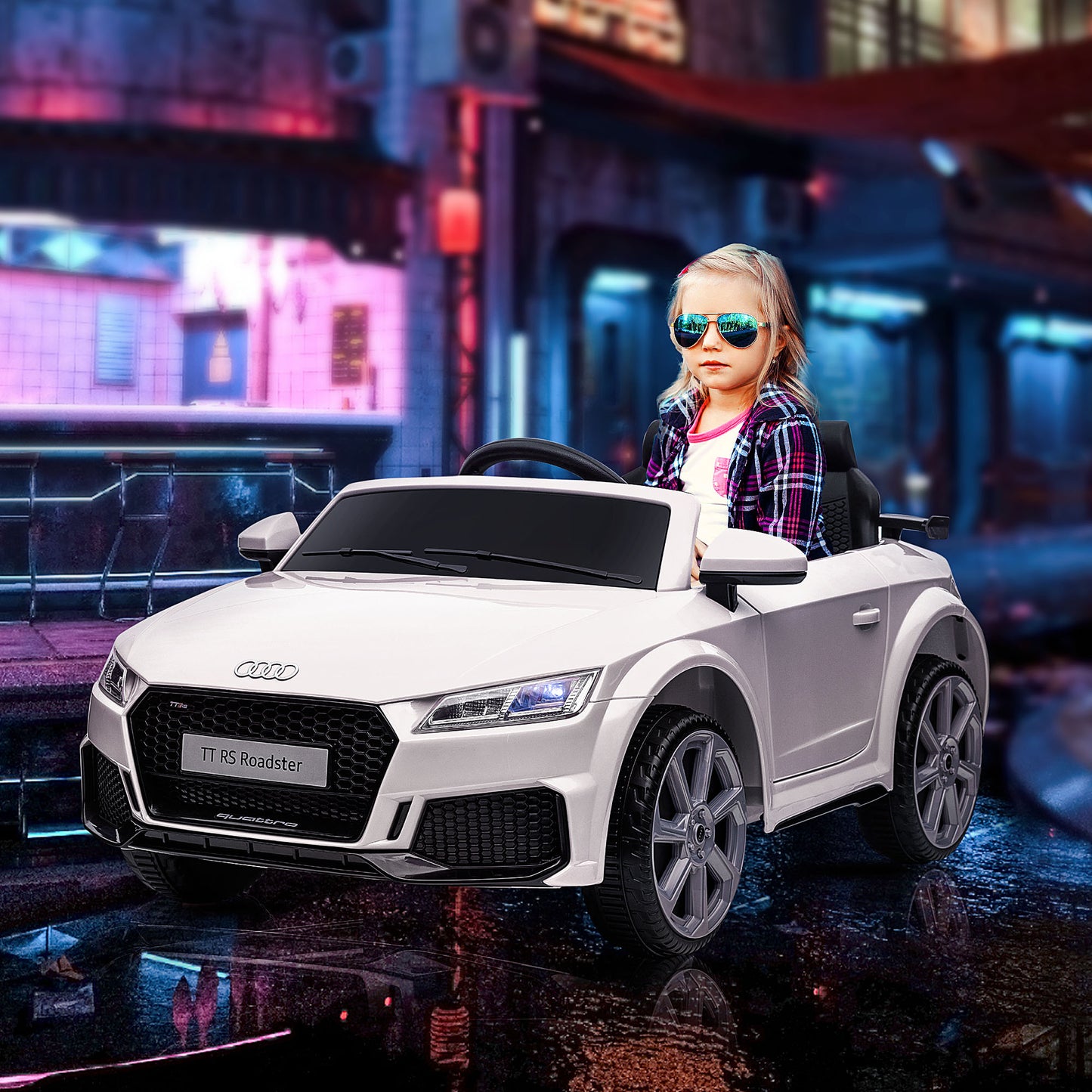 Licensed Ride-On Car: 6V Electric, Kids, Remote Control, Battery Powered, White Kids Crystal
