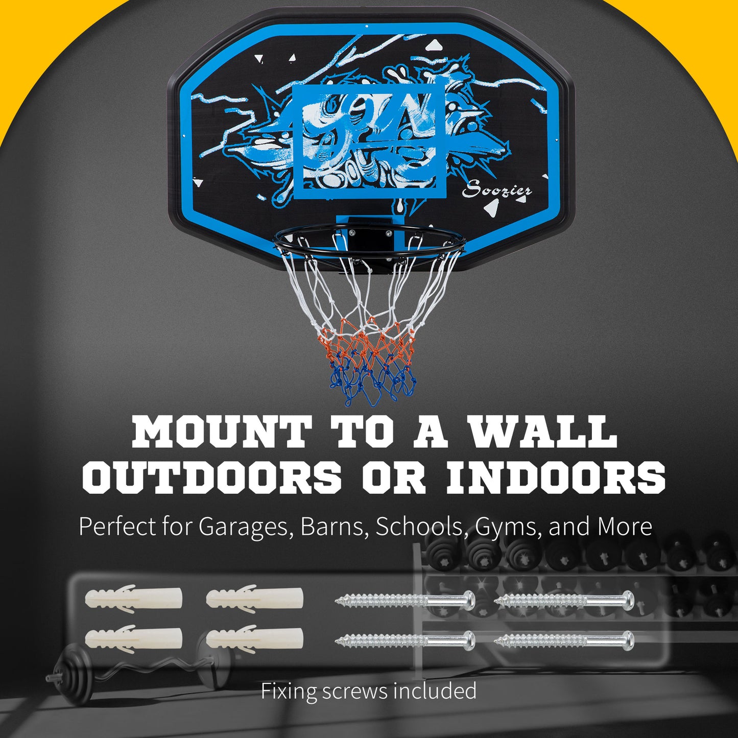 Wall Mounted Mini Basketball Hoop Set for Kids Adults Indoor Outdoor Use Over the Door Basketball Goal Kids Crystal