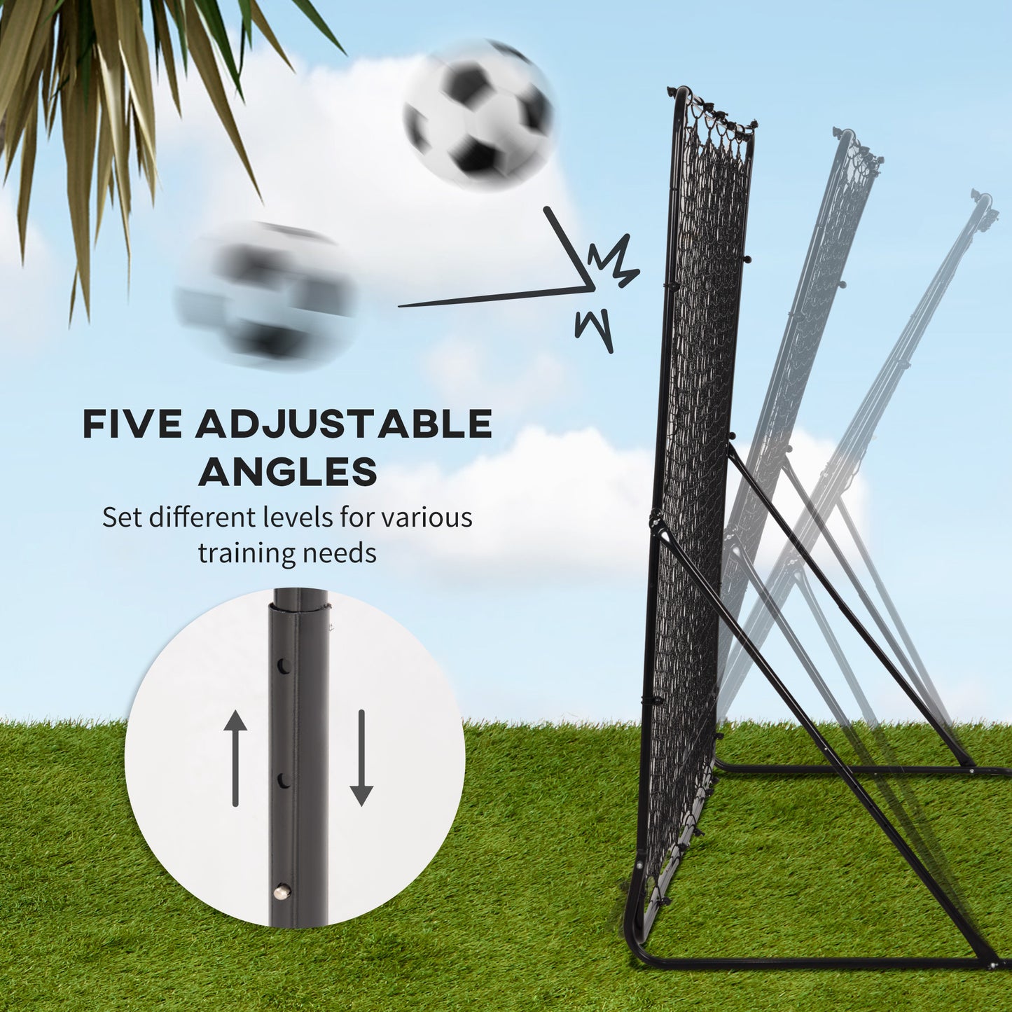 8' x 6' Soccer Rebounder Net with 5 Adjustable Angles for Backyard Park Training Practice Kids Crystal