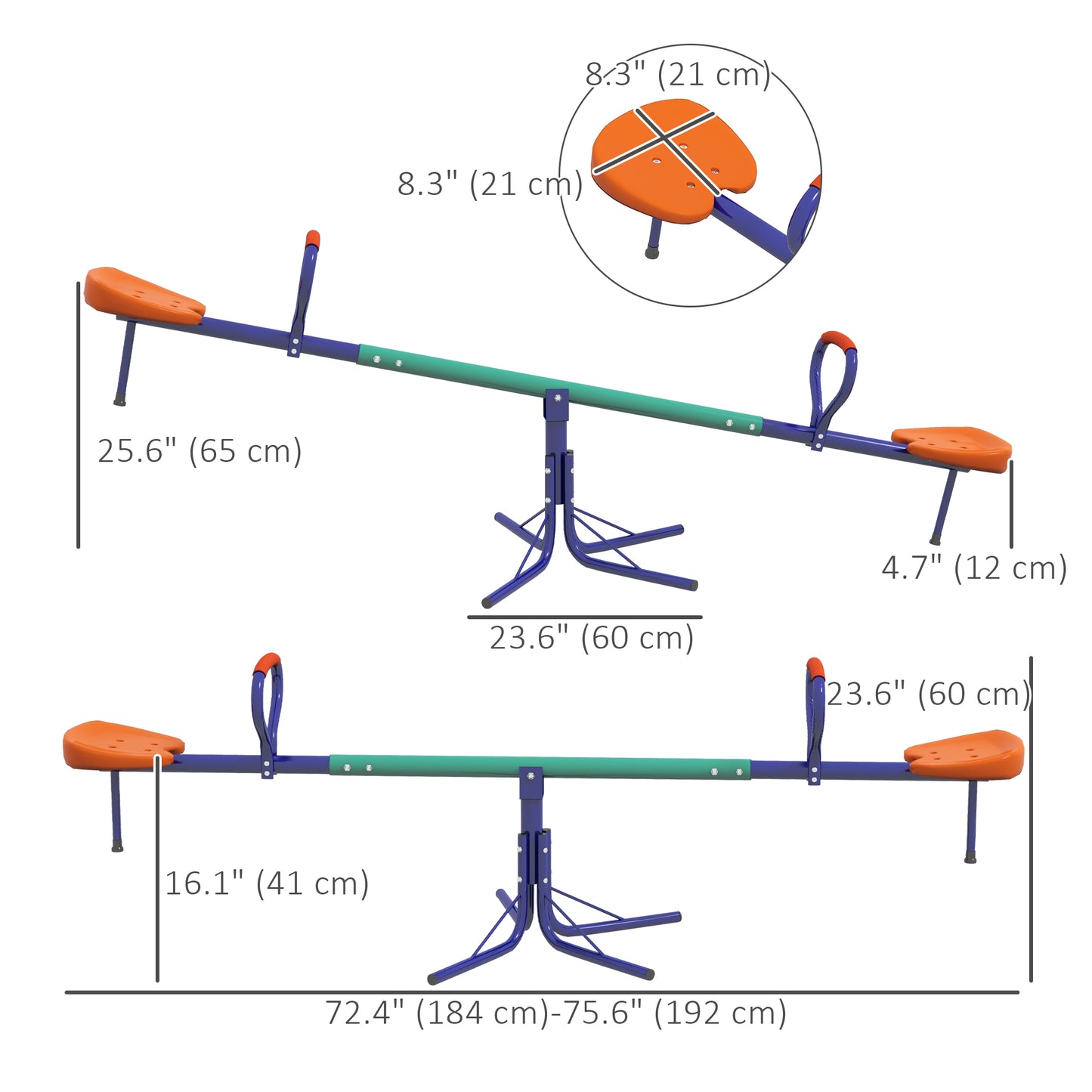 Kids Seesaw Swivel with 360 Degrees Rotating, Outdoor Playground Equipment for Backyard, Playground, Multicoloured Kids Crystal